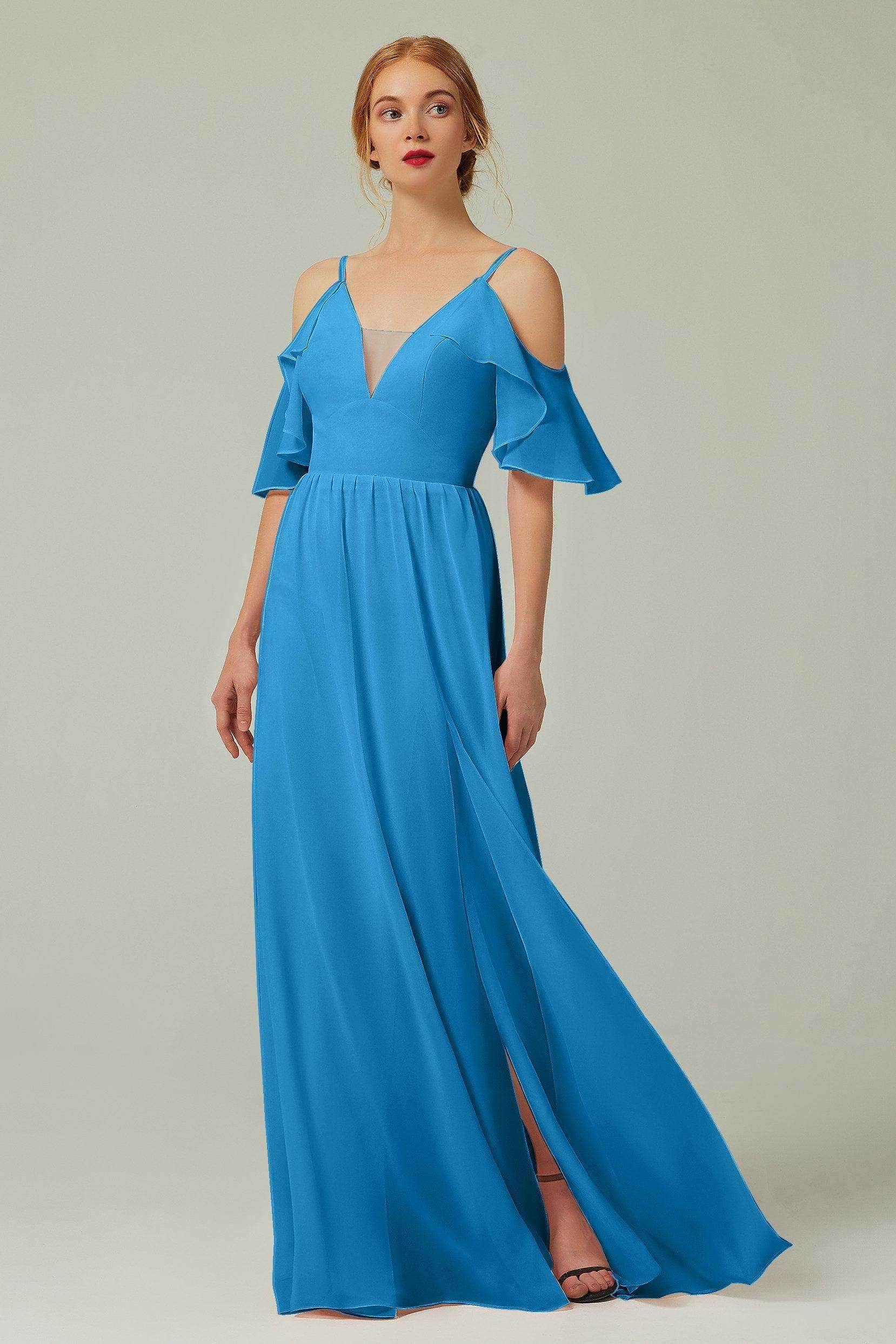 A-Line Floor Length Chiffon Bridesmaid Dress CB0236