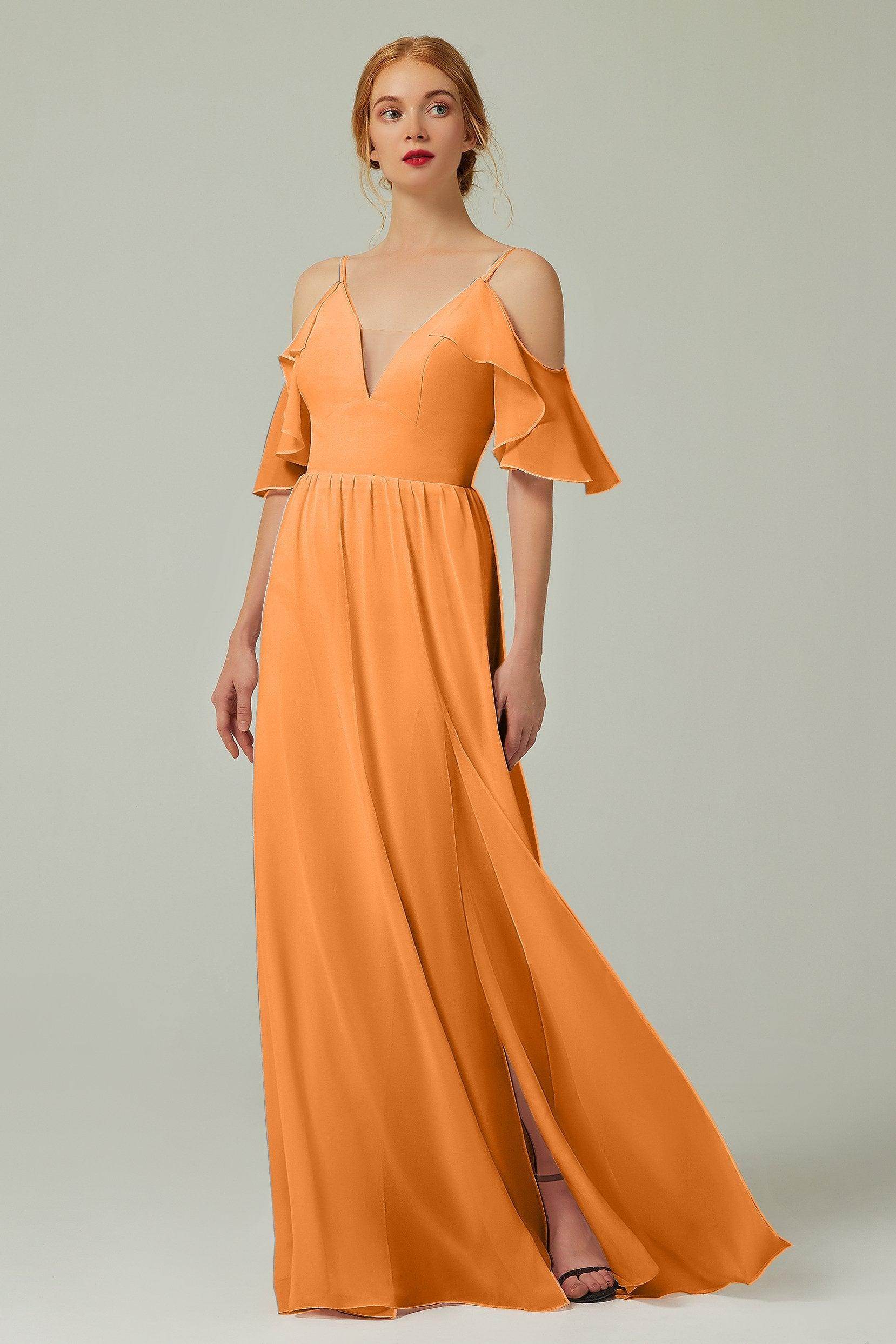 A-Line Floor Length Chiffon Bridesmaid Dress CB0236