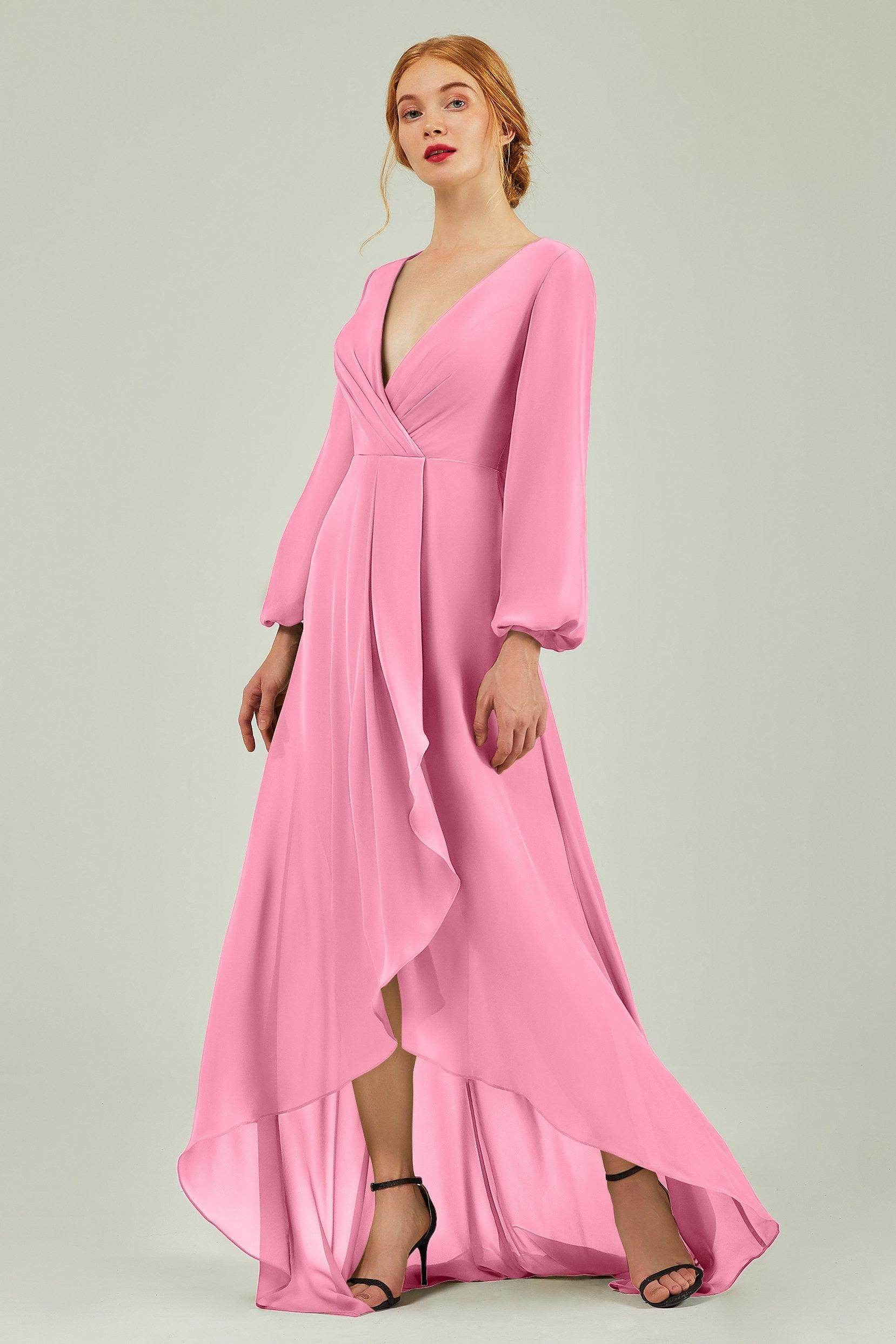 Asymmetrical Sweep-Brush Chiffon Bridesmaid Dress Formal Dresses CB0239