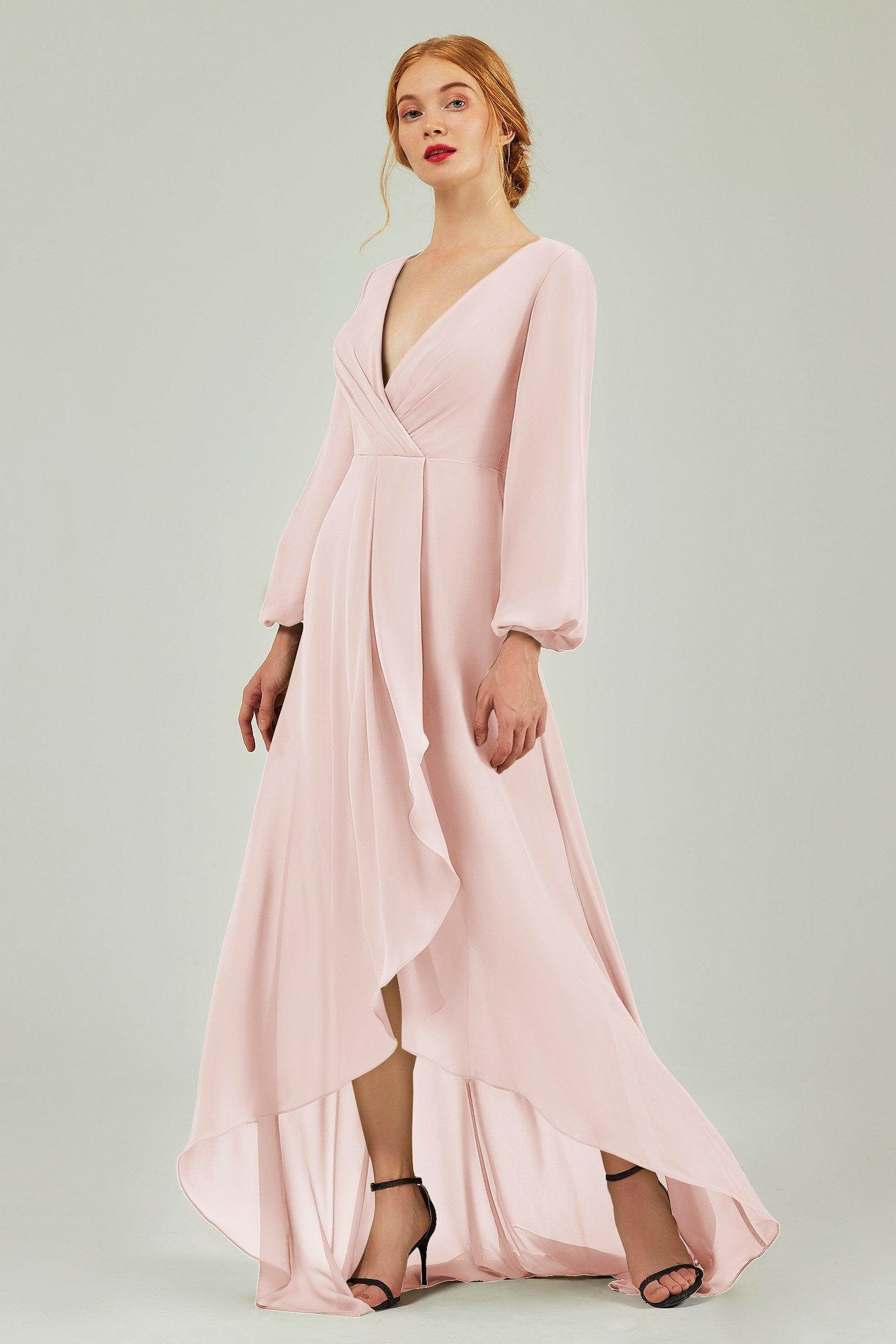 Asymmetrical Sweep-Brush Chiffon Bridesmaid Dress Formal Dresses CB0239
