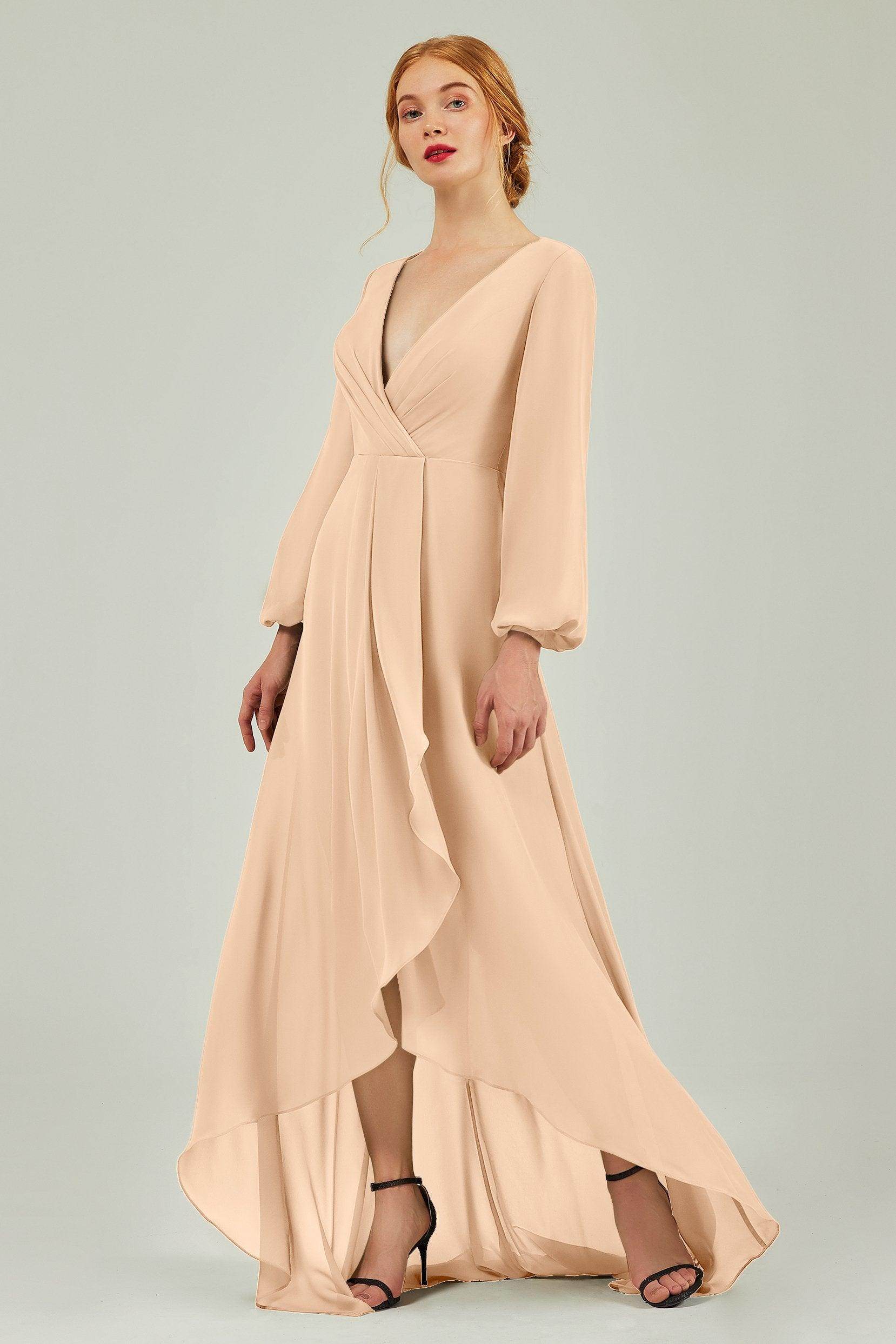 Asymmetrical Sweep-Brush Chiffon Bridesmaid Dress Formal Dresses CB0239