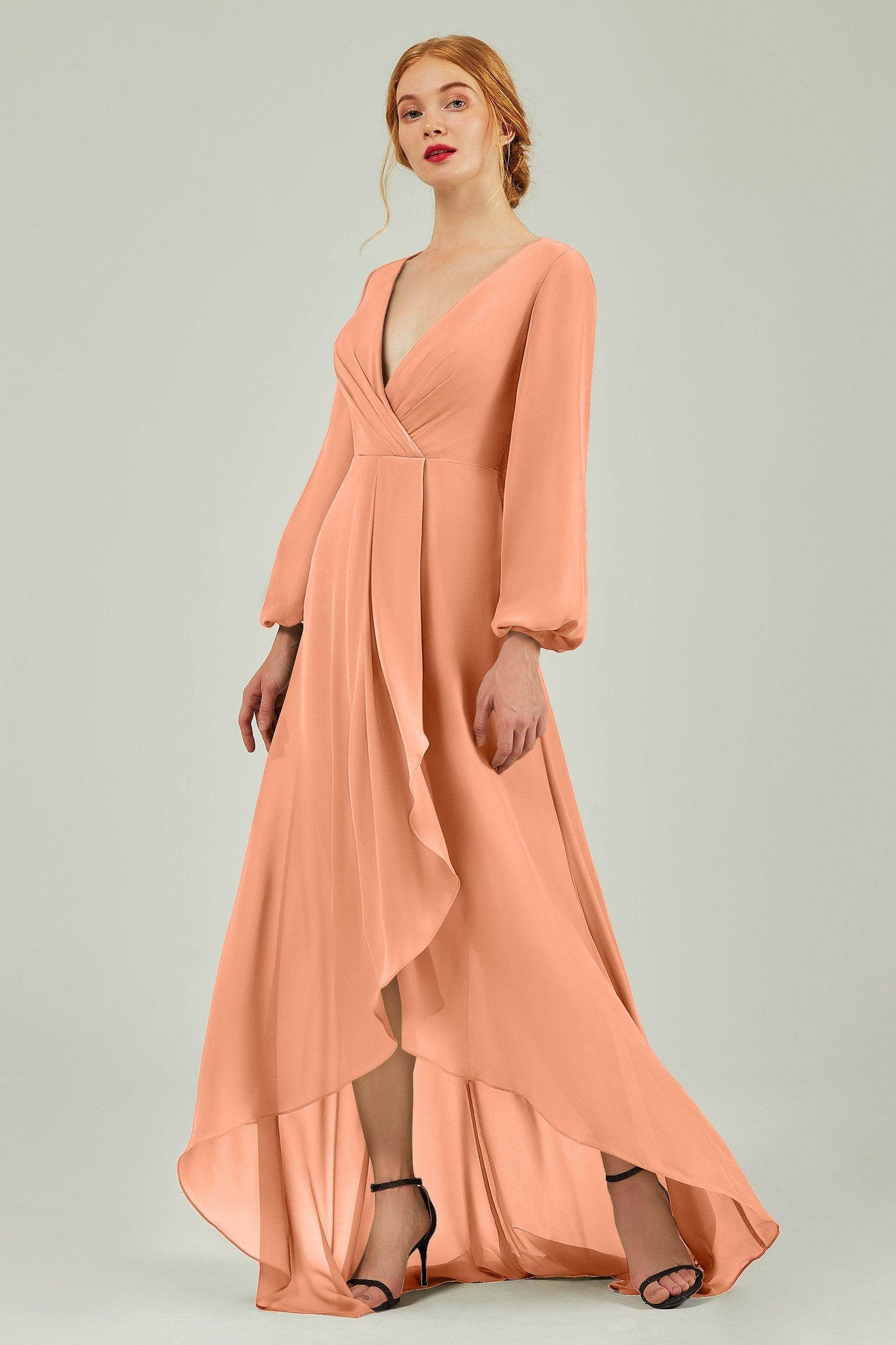 Asymmetrical Sweep-Brush Chiffon Bridesmaid Dress Formal Dresses CB0239