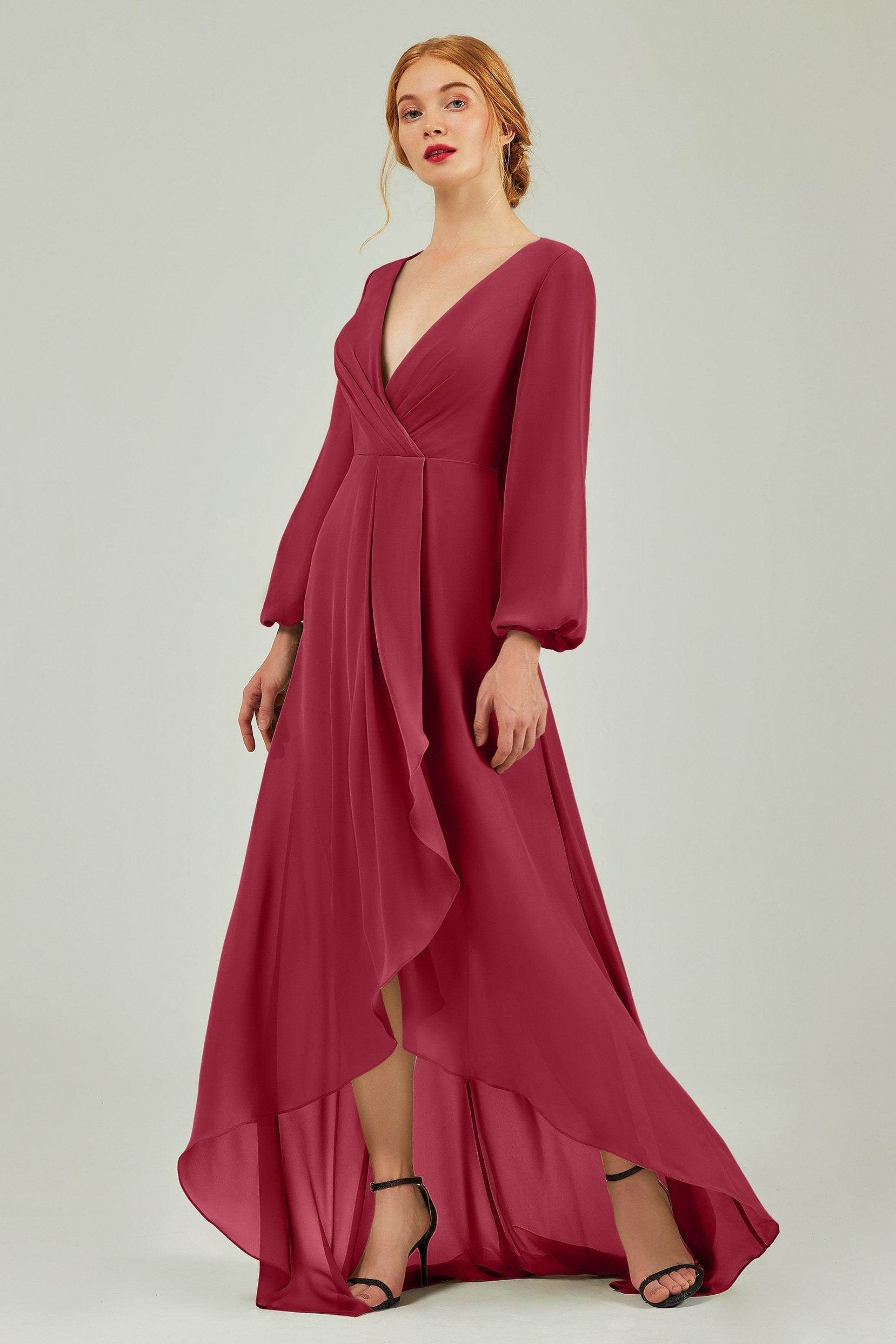 Asymmetrical Sweep-Brush Chiffon Bridesmaid Dress Formal Dresses CB0239