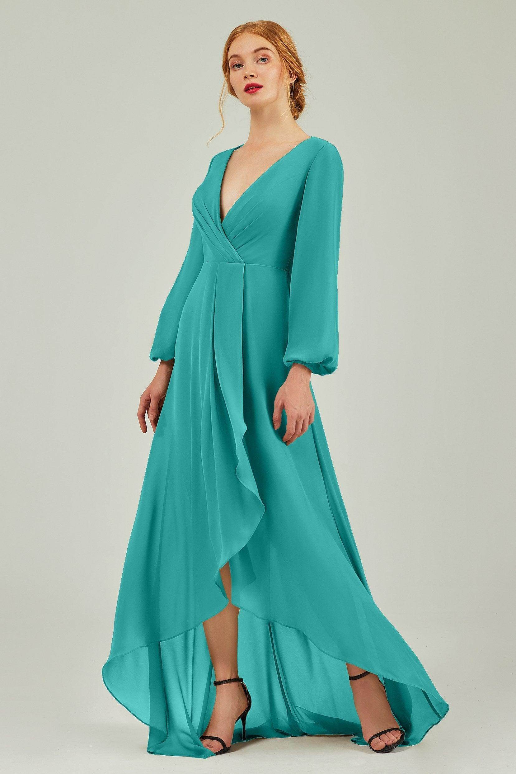 Asymmetrical Sweep-Brush Chiffon Bridesmaid Dress Formal Dresses CB0239