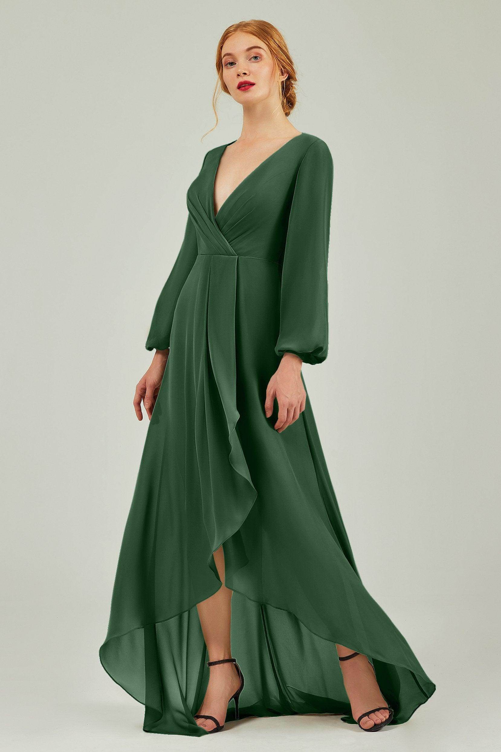 Asymmetrical Sweep-Brush Chiffon Bridesmaid Dress Formal Dresses CB0239
