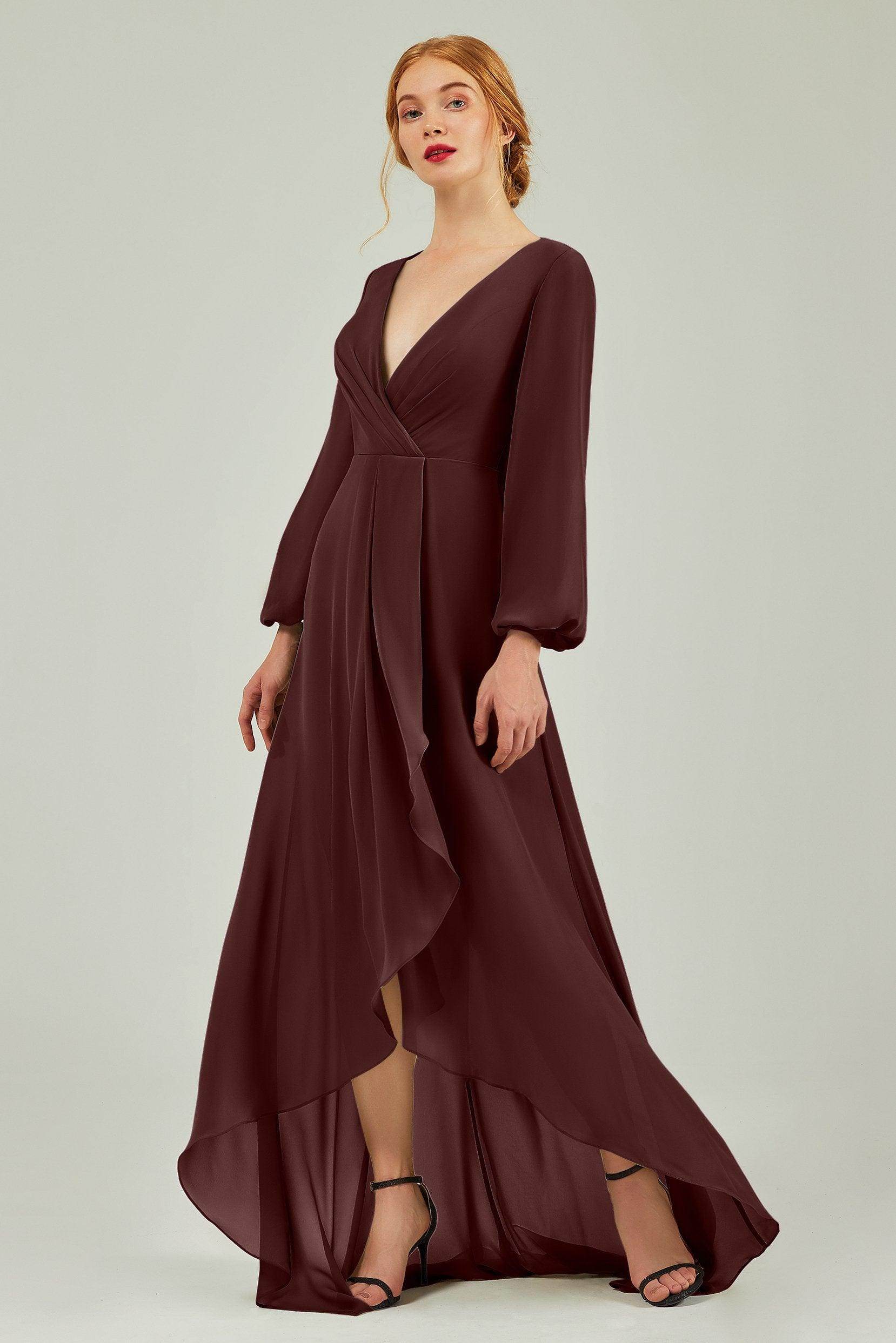 Asymmetrical Sweep-Brush Chiffon Bridesmaid Dress Formal Dresses CB0239