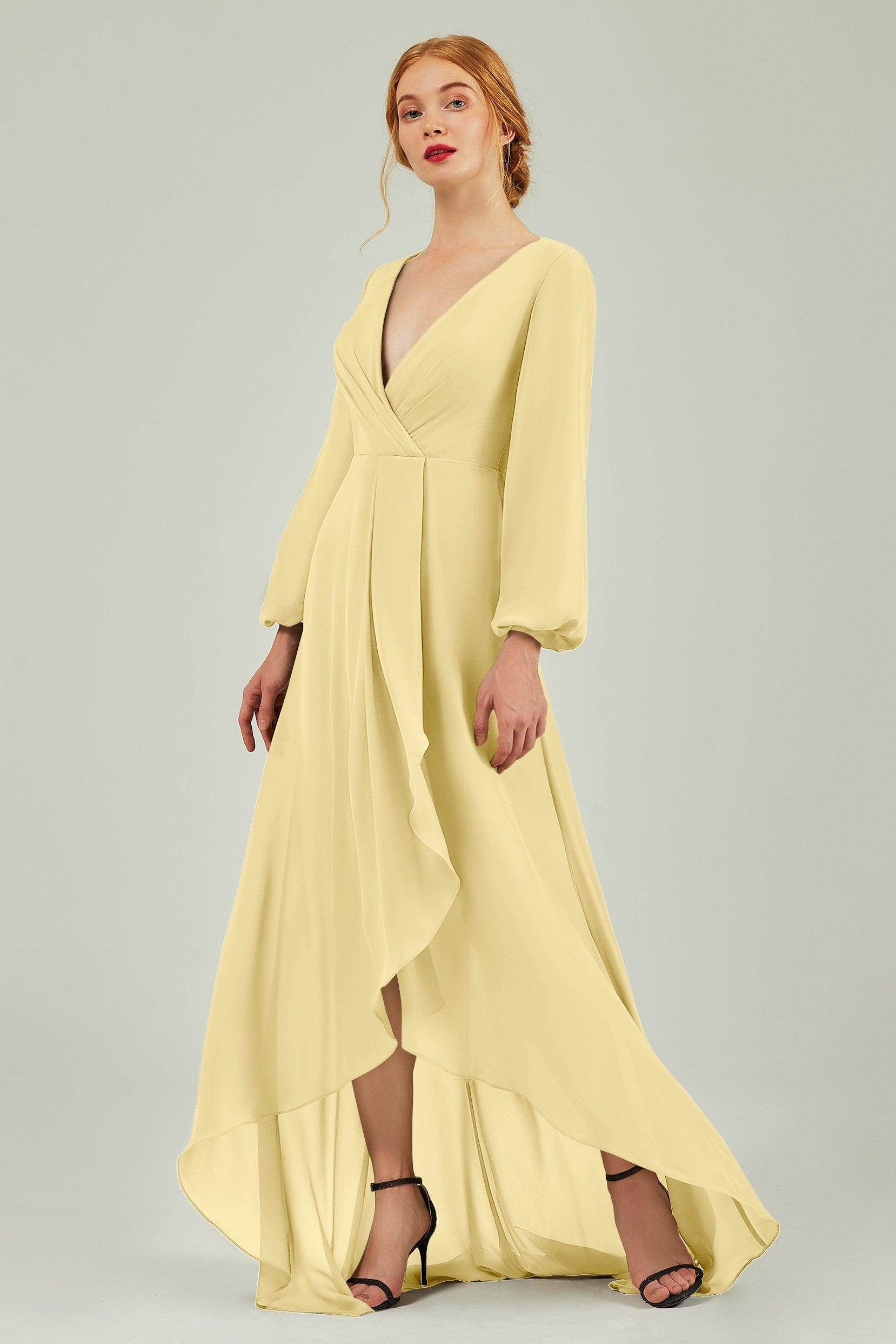 Asymmetrical Sweep-Brush Chiffon Bridesmaid Dress Formal Dresses CB0239