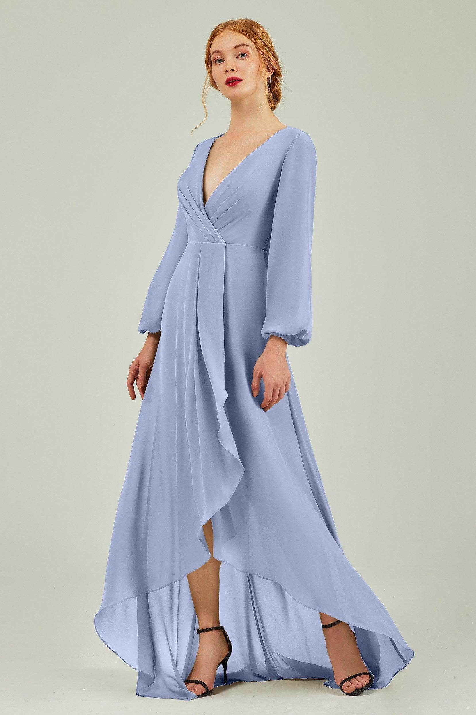 Asymmetrical Sweep-Brush Chiffon Bridesmaid Dress Formal Dresses CB0239