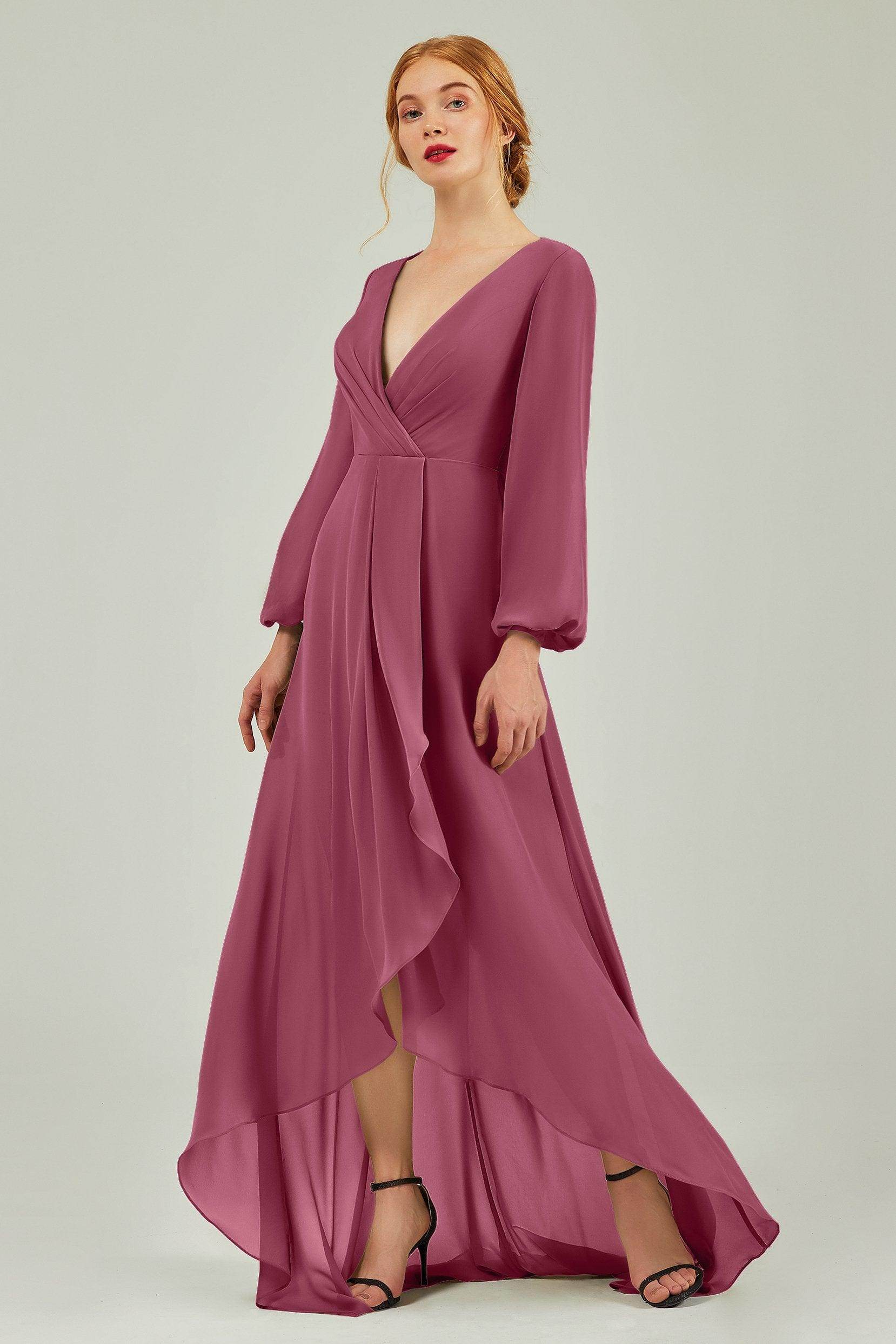 Asymmetrical Sweep-Brush Chiffon Bridesmaid Dress Formal Dresses CB0239