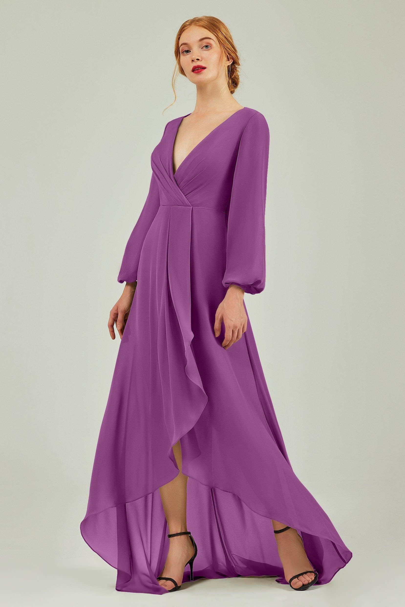 Asymmetrical Sweep-Brush Chiffon Bridesmaid Dress Formal Dresses CB0239