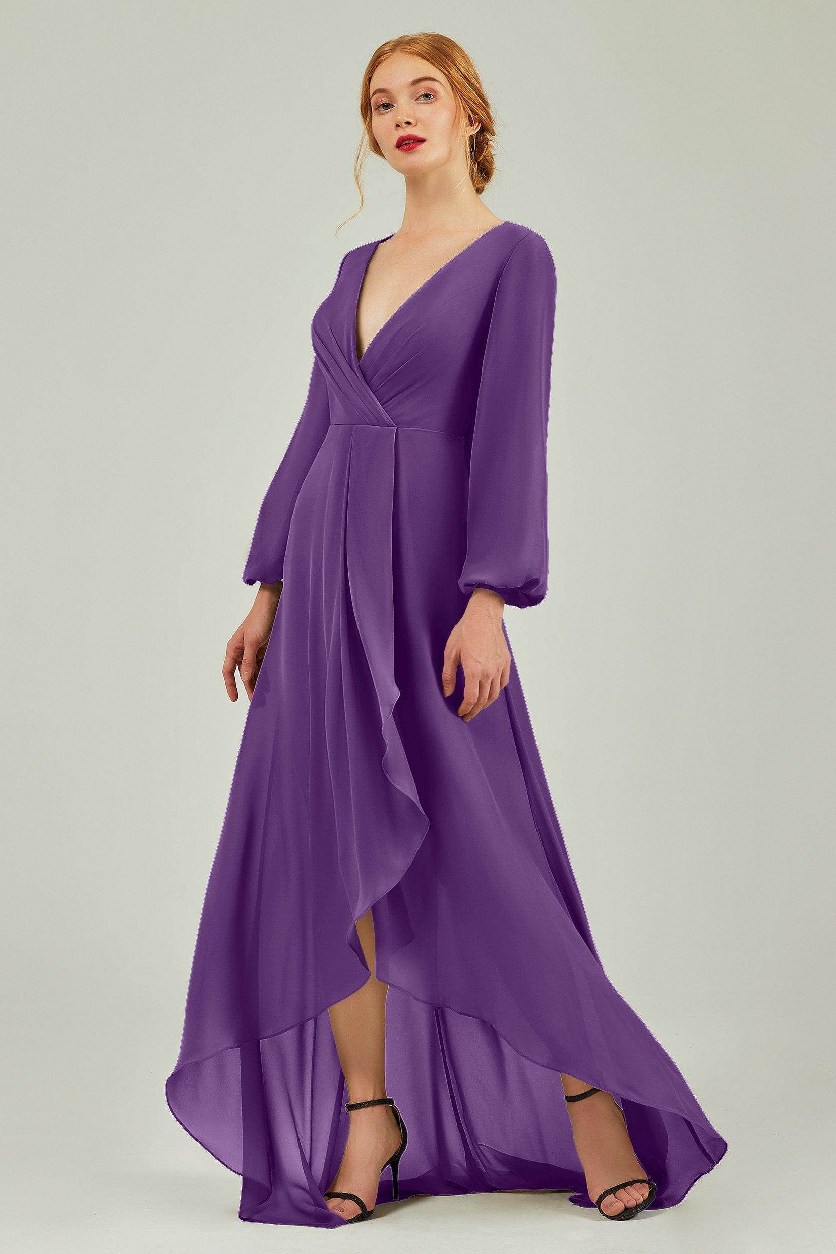 Asymmetrical Sweep-Brush Chiffon Bridesmaid Dress Formal Dresses CB0239