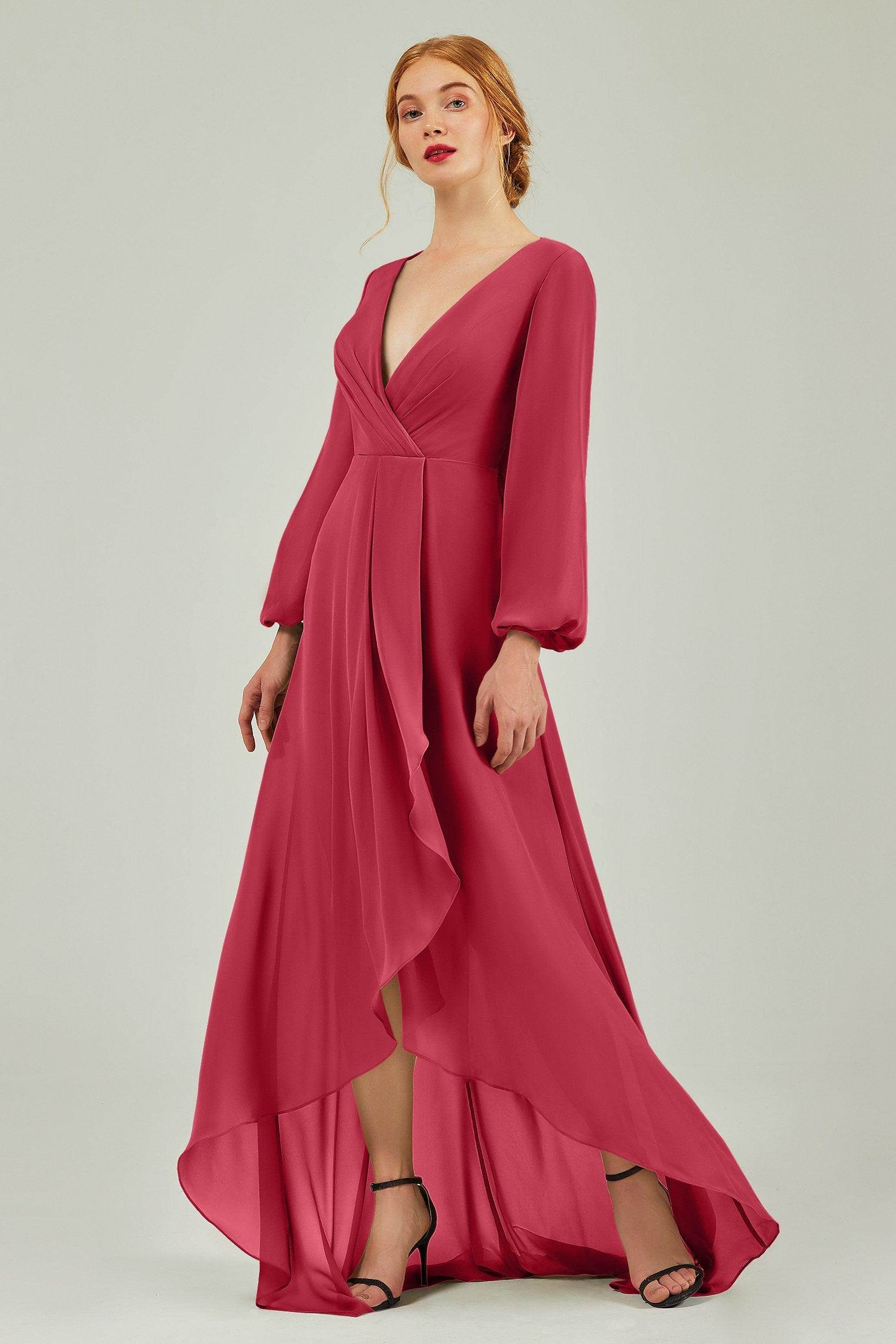 Asymmetrical Sweep-Brush Chiffon Bridesmaid Dress Formal Dresses CB0239