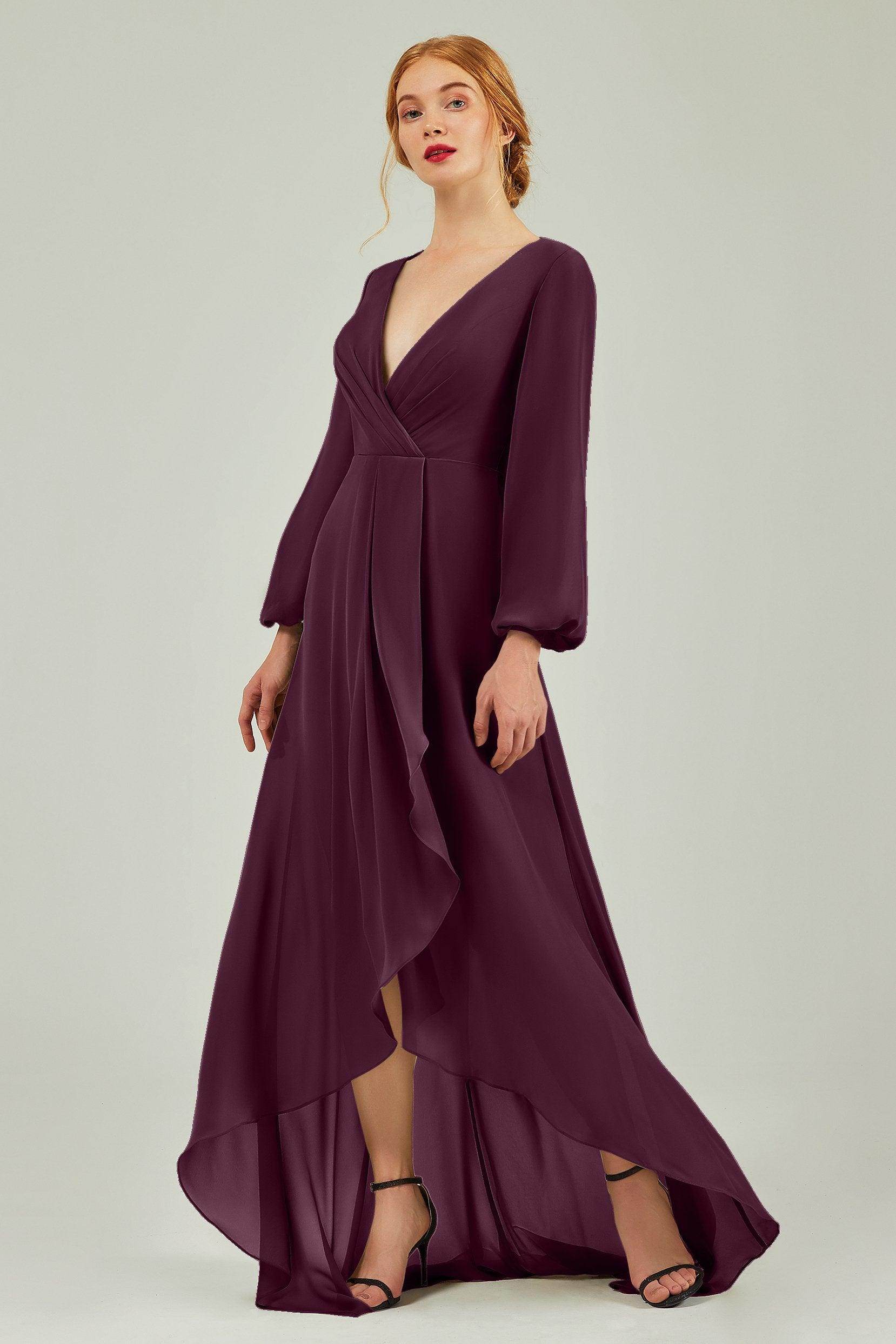 Asymmetrical Sweep-Brush Chiffon Bridesmaid Dress Formal Dresses CB0239
