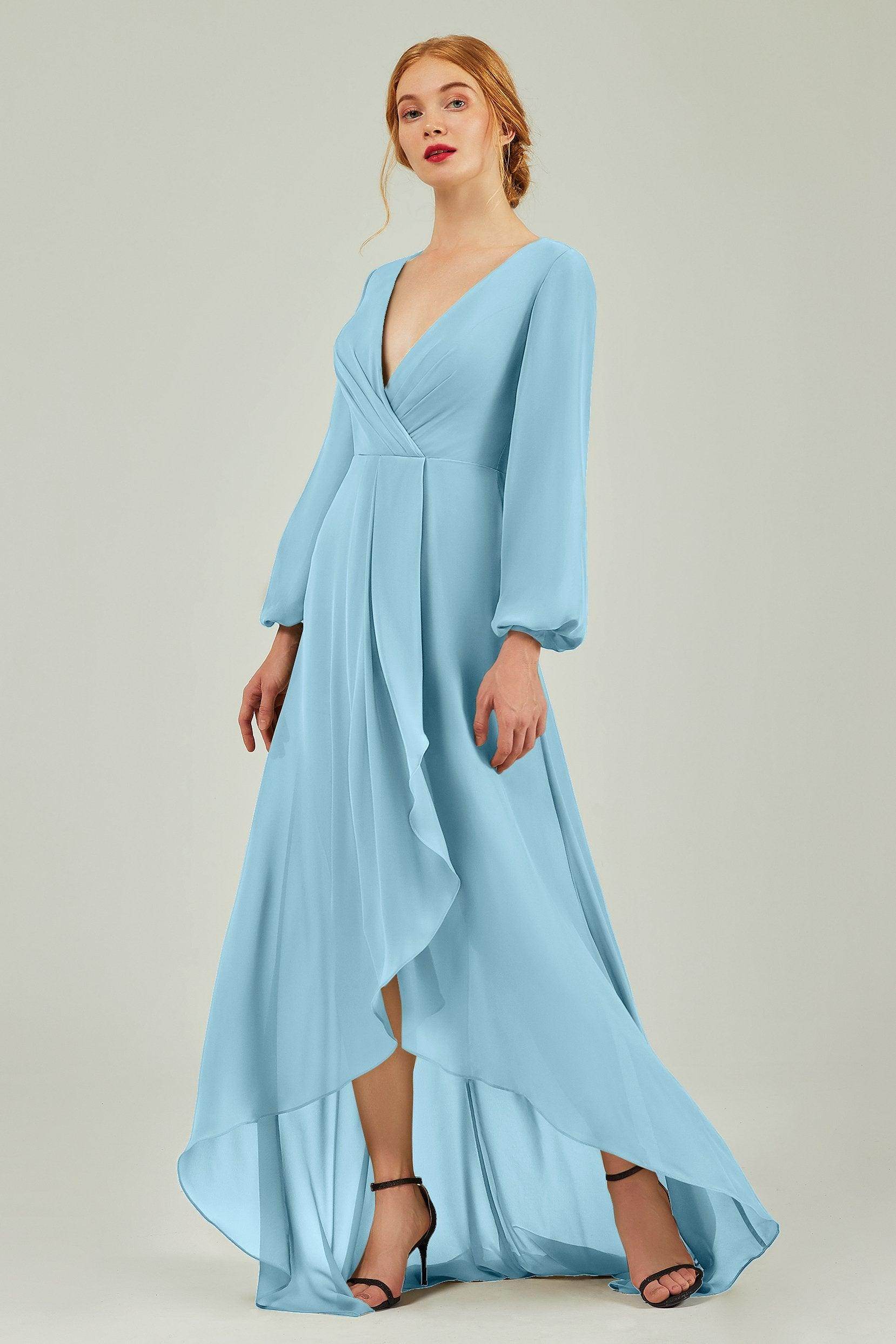 Asymmetrical Sweep-Brush Chiffon Bridesmaid Dress Formal Dresses CB0239