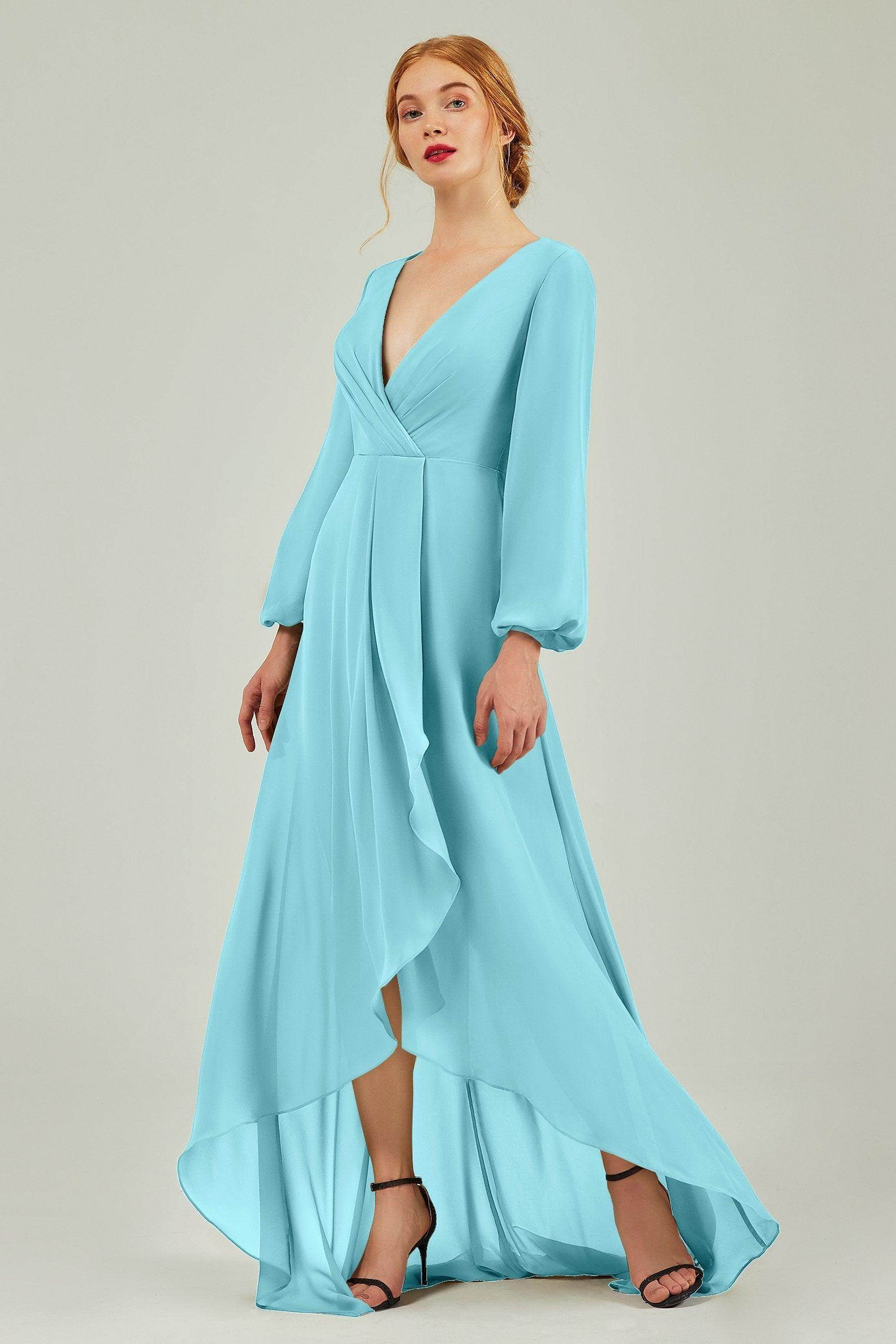 Asymmetrical Sweep-Brush Chiffon Bridesmaid Dress Formal Dresses CB0239