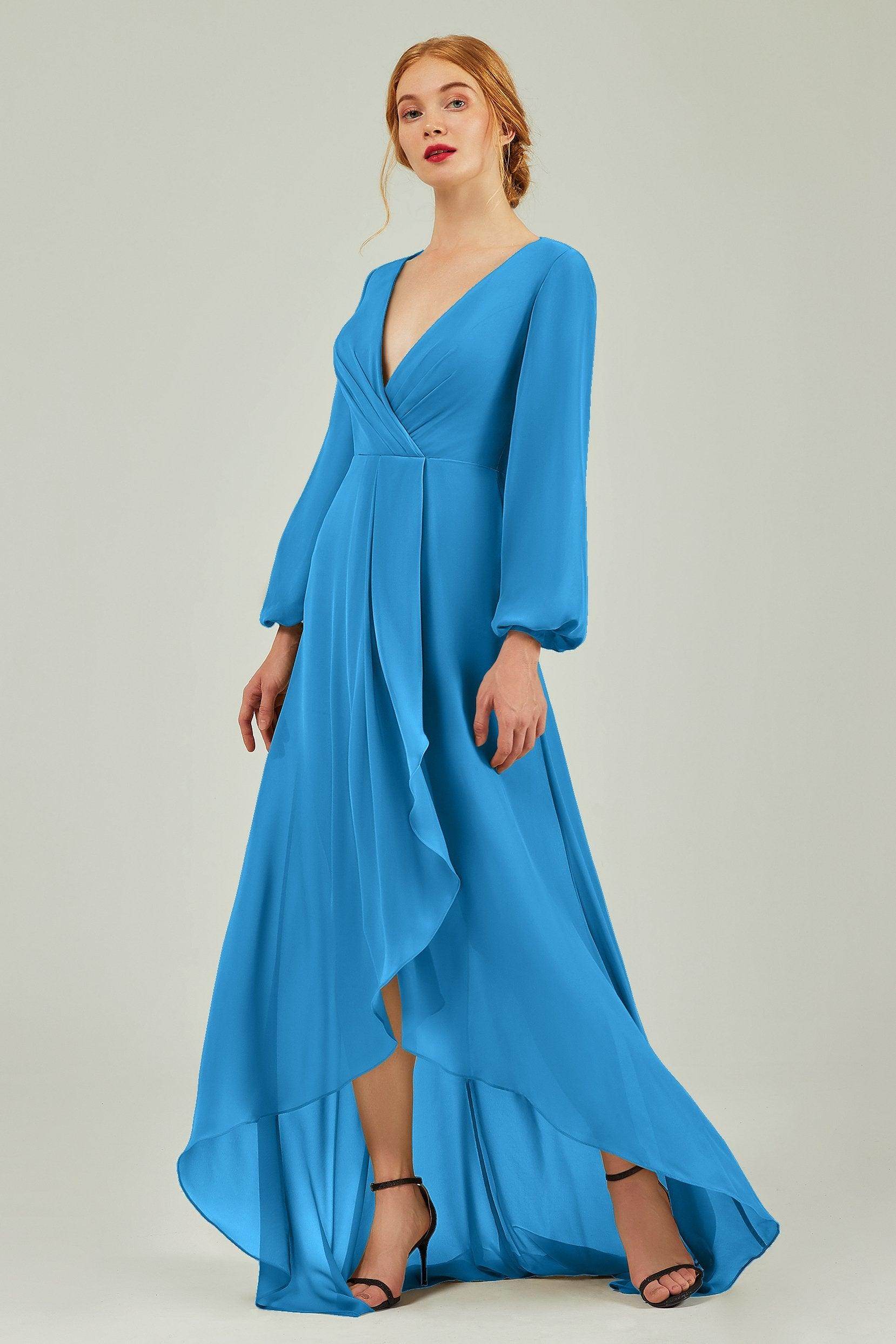 Asymmetrical Sweep-Brush Chiffon Bridesmaid Dress Formal Dresses CB0239