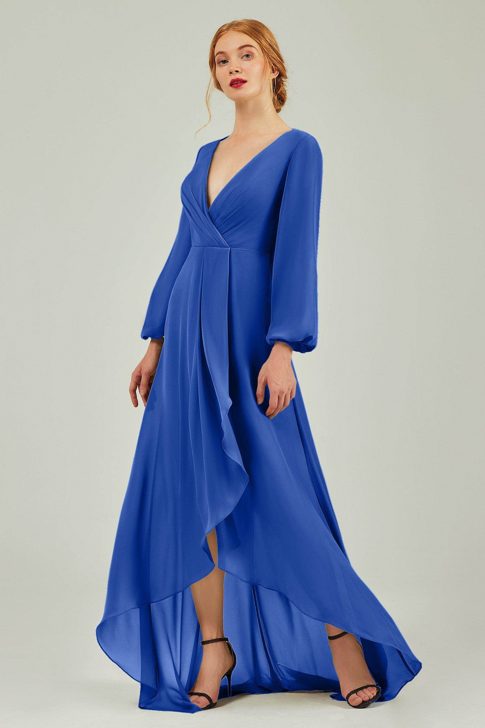 Asymmetrical Sweep-Brush Chiffon Bridesmaid Dress Formal Dresses CB0239