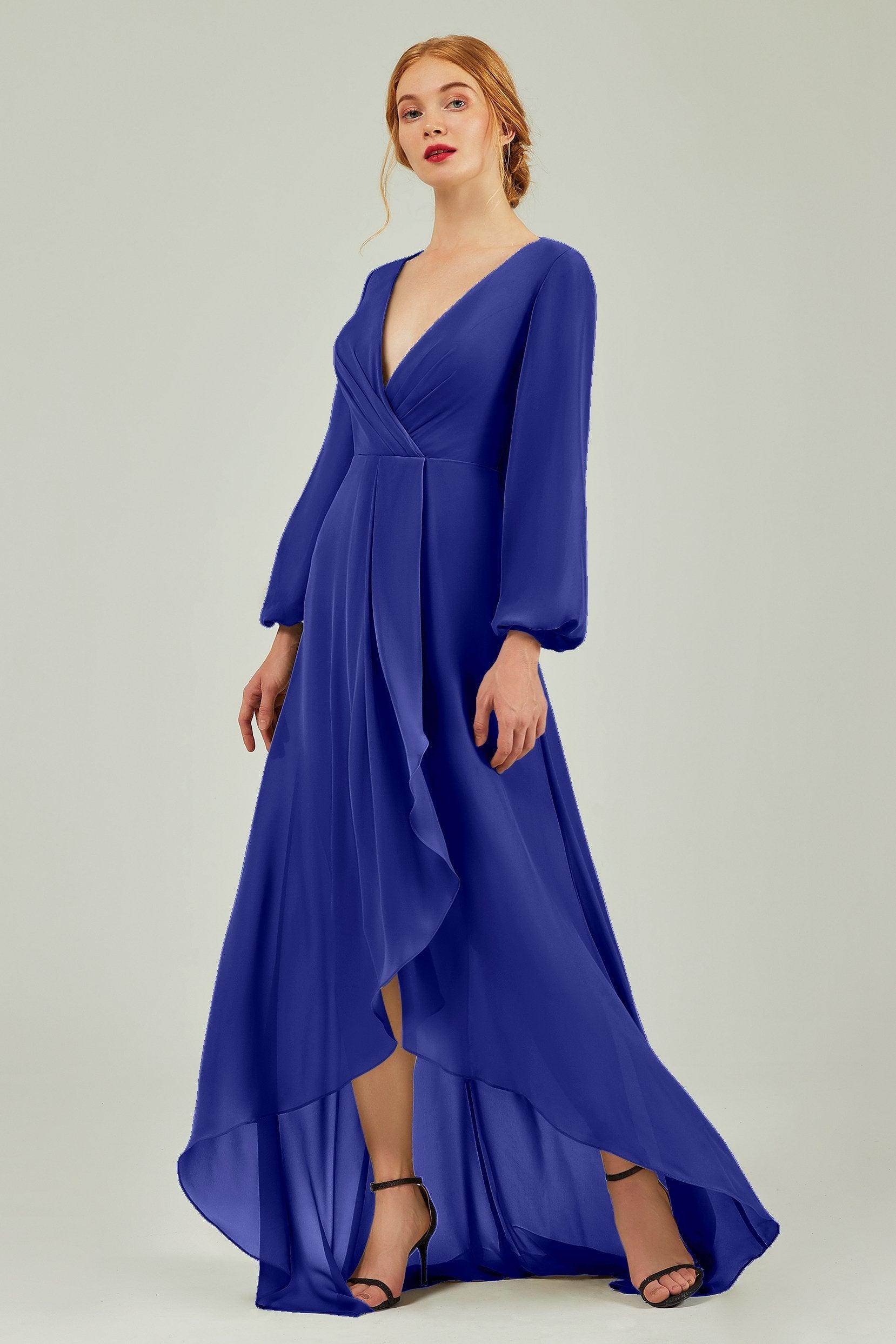 Asymmetrical Sweep-Brush Chiffon Bridesmaid Dress Formal Dresses CB0239