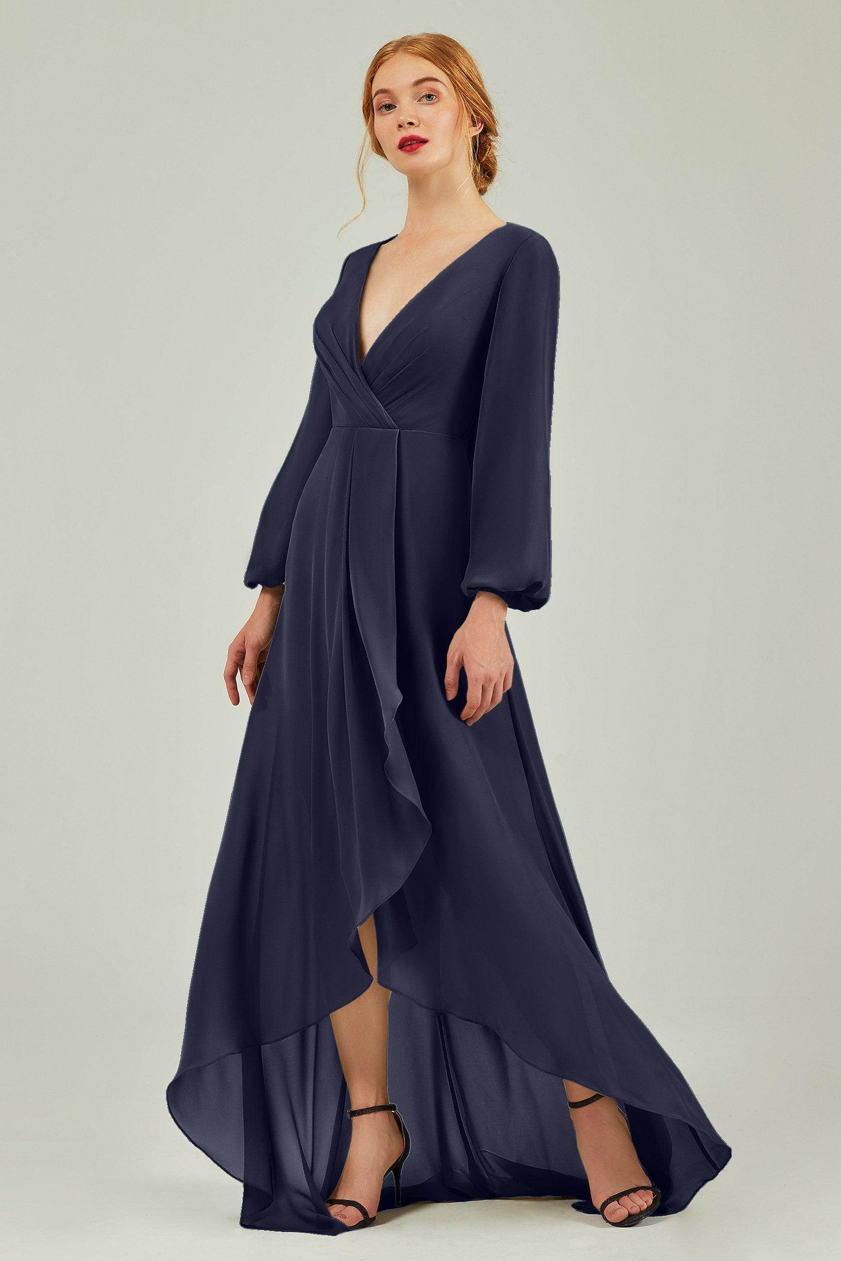 Asymmetrical Sweep-Brush Chiffon Bridesmaid Dress Formal Dresses CB0239