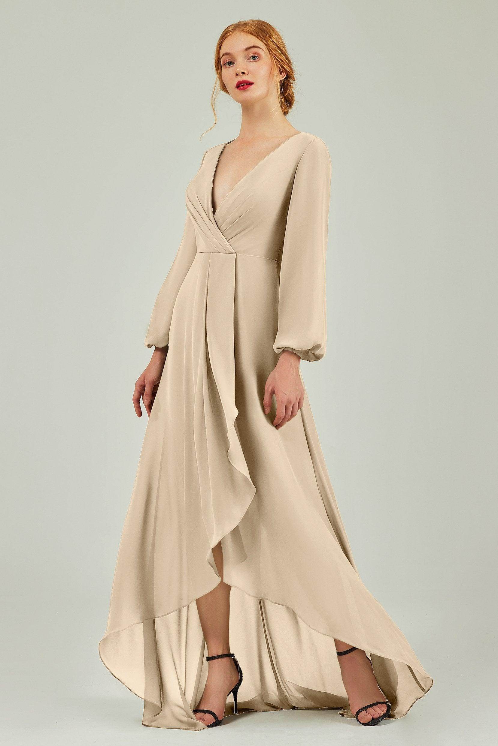 Asymmetrical Sweep-Brush Chiffon Bridesmaid Dress Formal Dresses CB0239