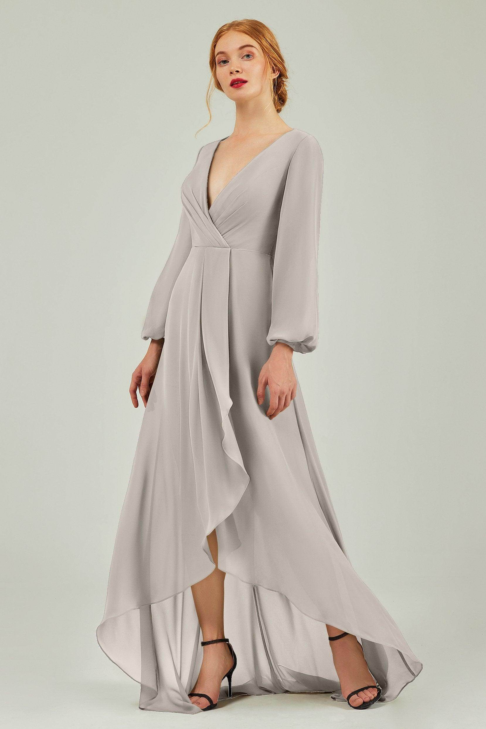Asymmetrical Sweep-Brush Chiffon Bridesmaid Dress Formal Dresses CB0239