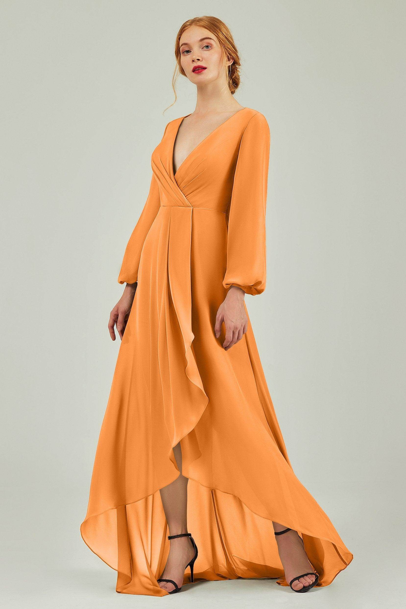 Asymmetrical Sweep-Brush Chiffon Bridesmaid Dress Formal Dresses CB0239