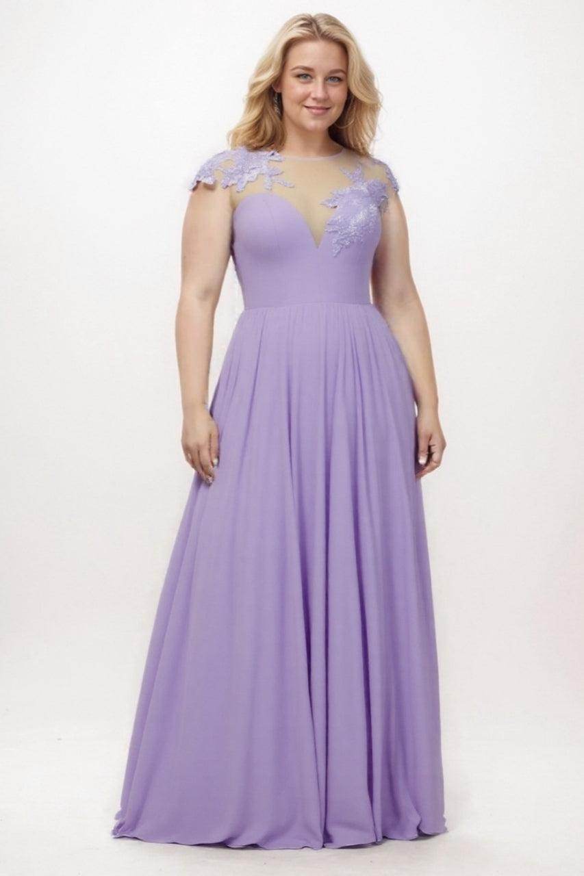 A-Line Sweep-Brush Train Chiffon Bridesmaid Dress CB0248