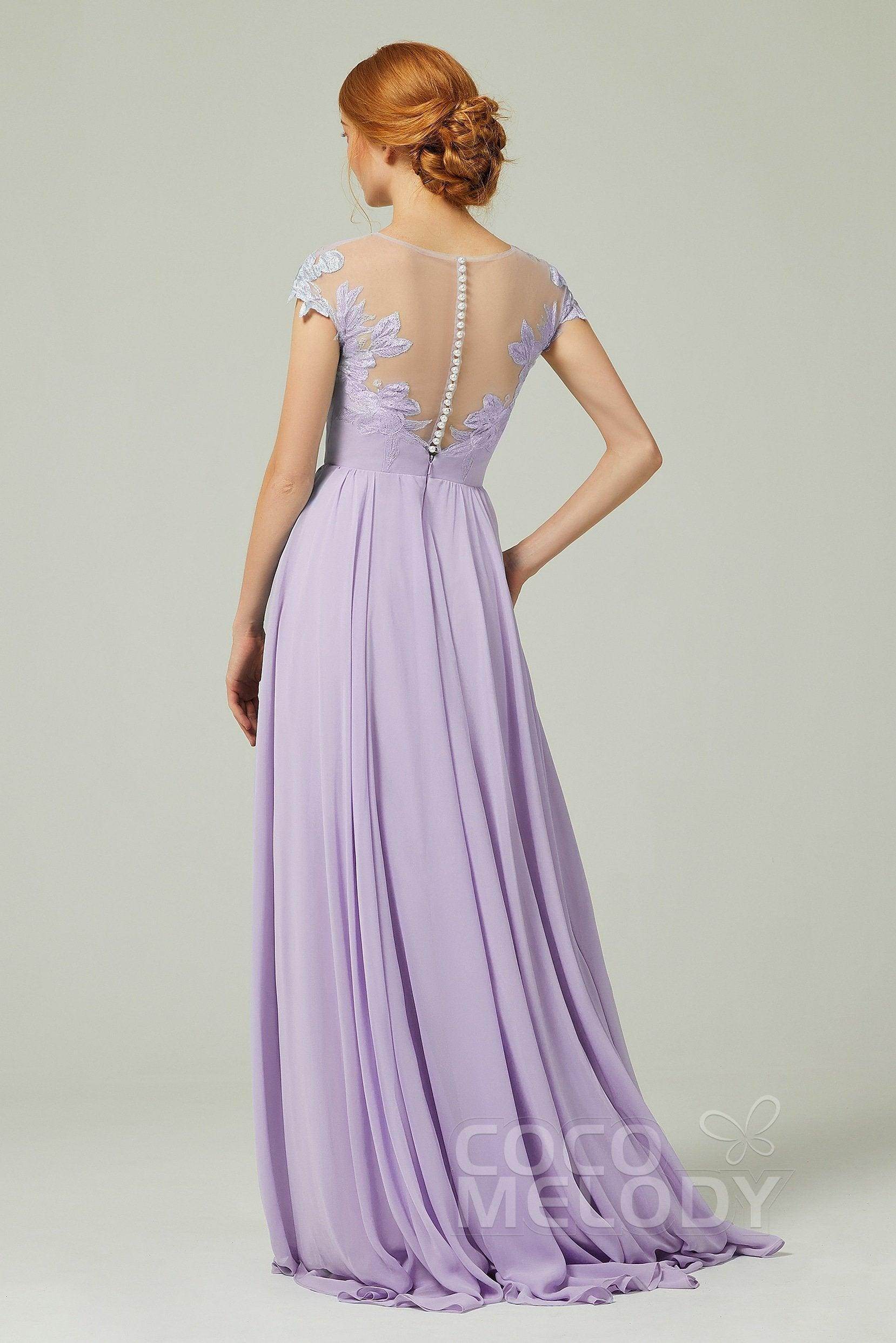 A-Line Sweep-Brush Train Chiffon Bridesmaid Dress CB0248
