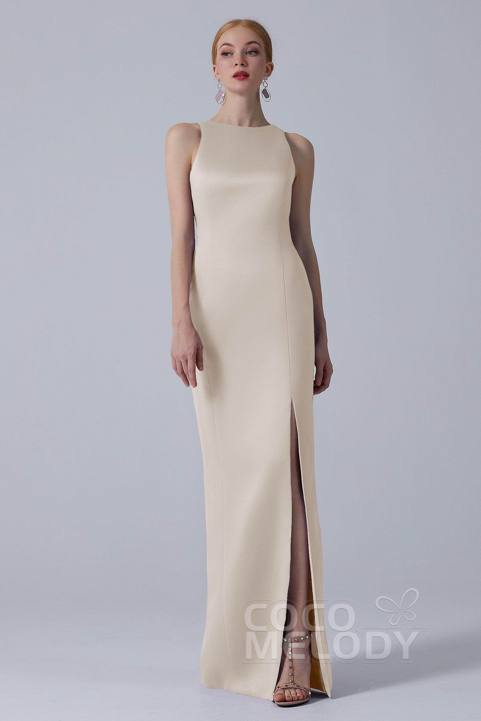 Sheath-Column Floor Length Satin Dress CB0267