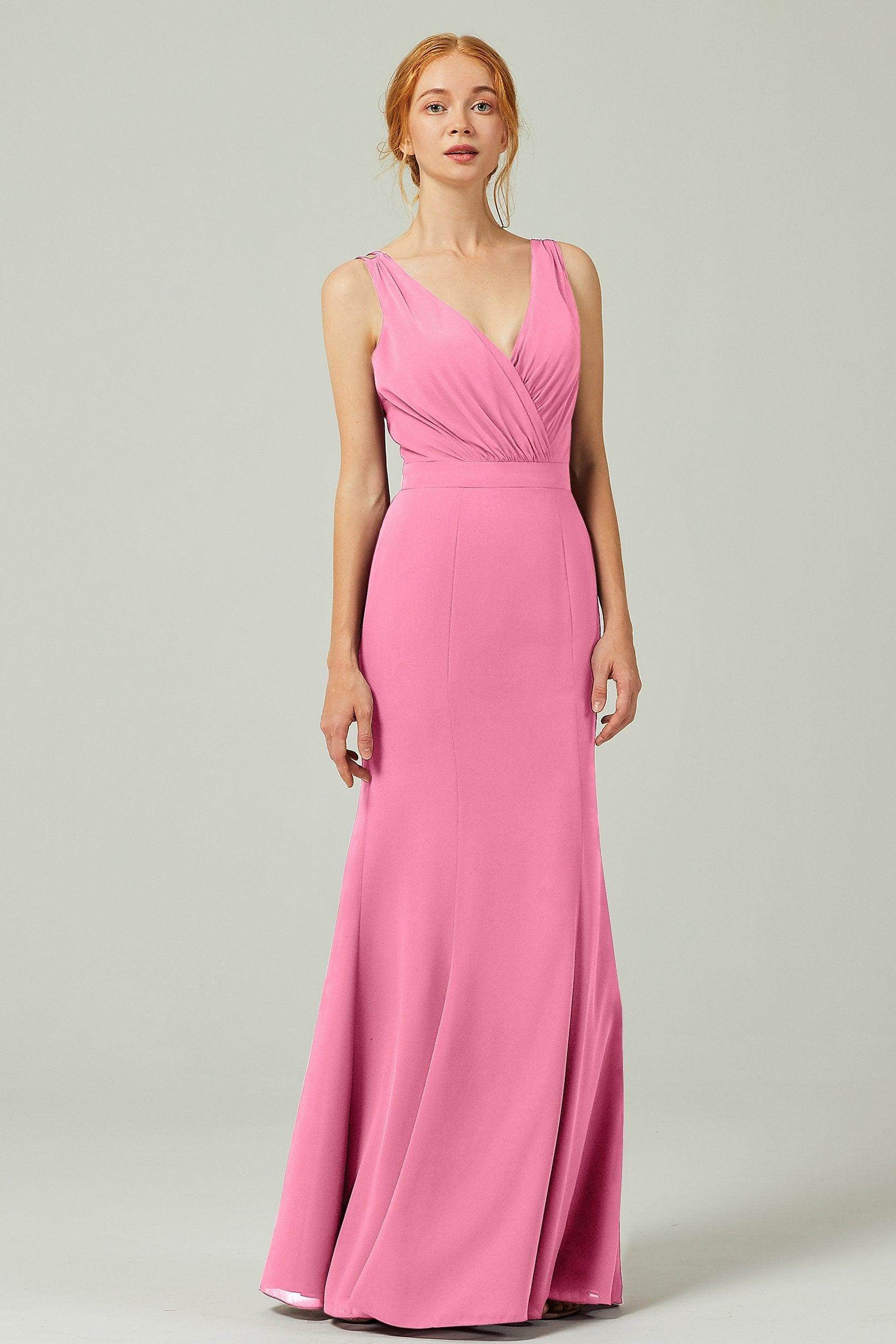Sheath-Column Floor Length Chiffon Bridesmaid Dress CB0291