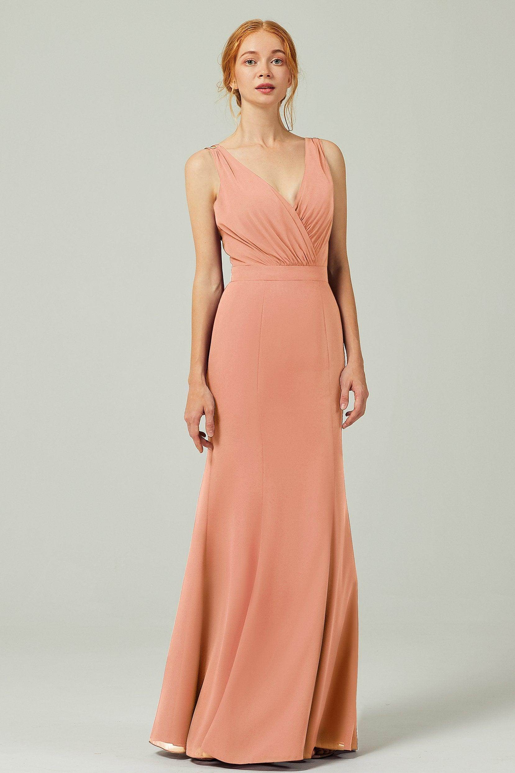 Sheath-Column Floor Length Chiffon Bridesmaid Dress CB0291