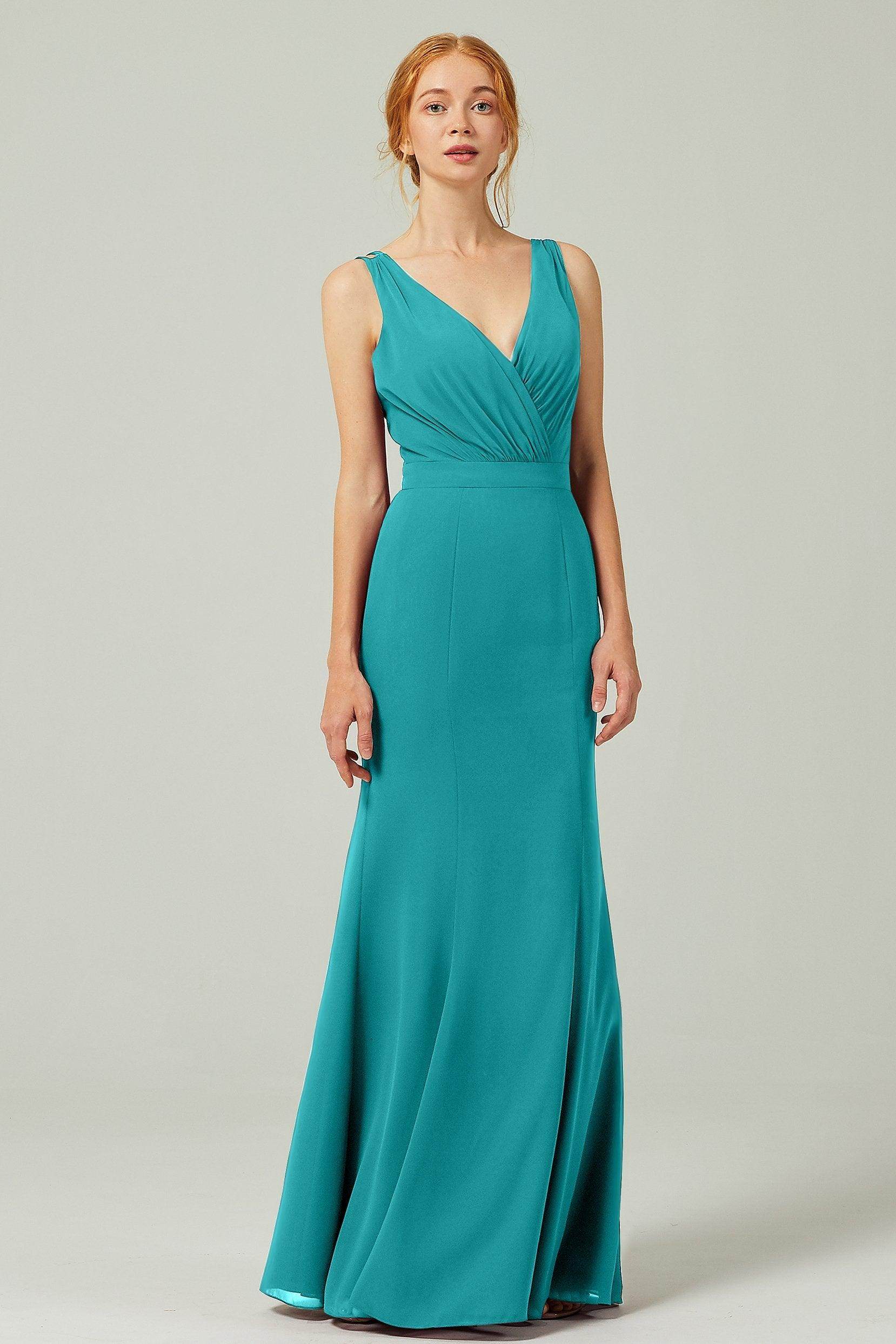 Sheath-Column Floor Length Chiffon Bridesmaid Dress CB0291