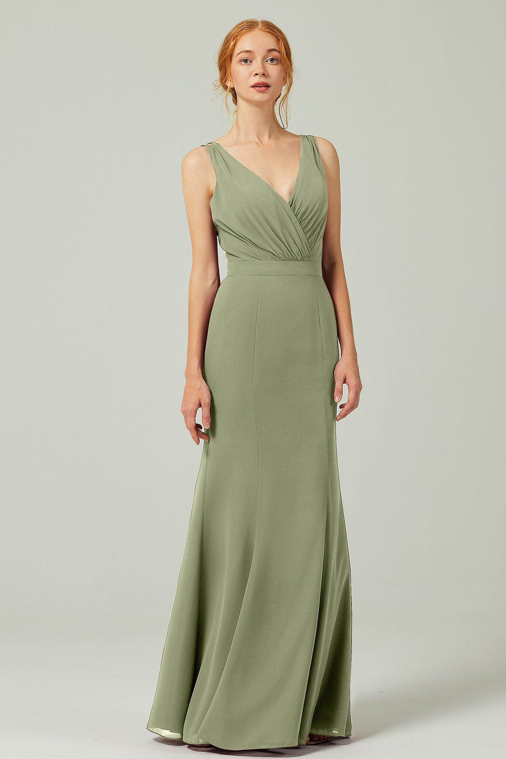 Sheath-Column Floor Length Chiffon Bridesmaid Dress CB0291
