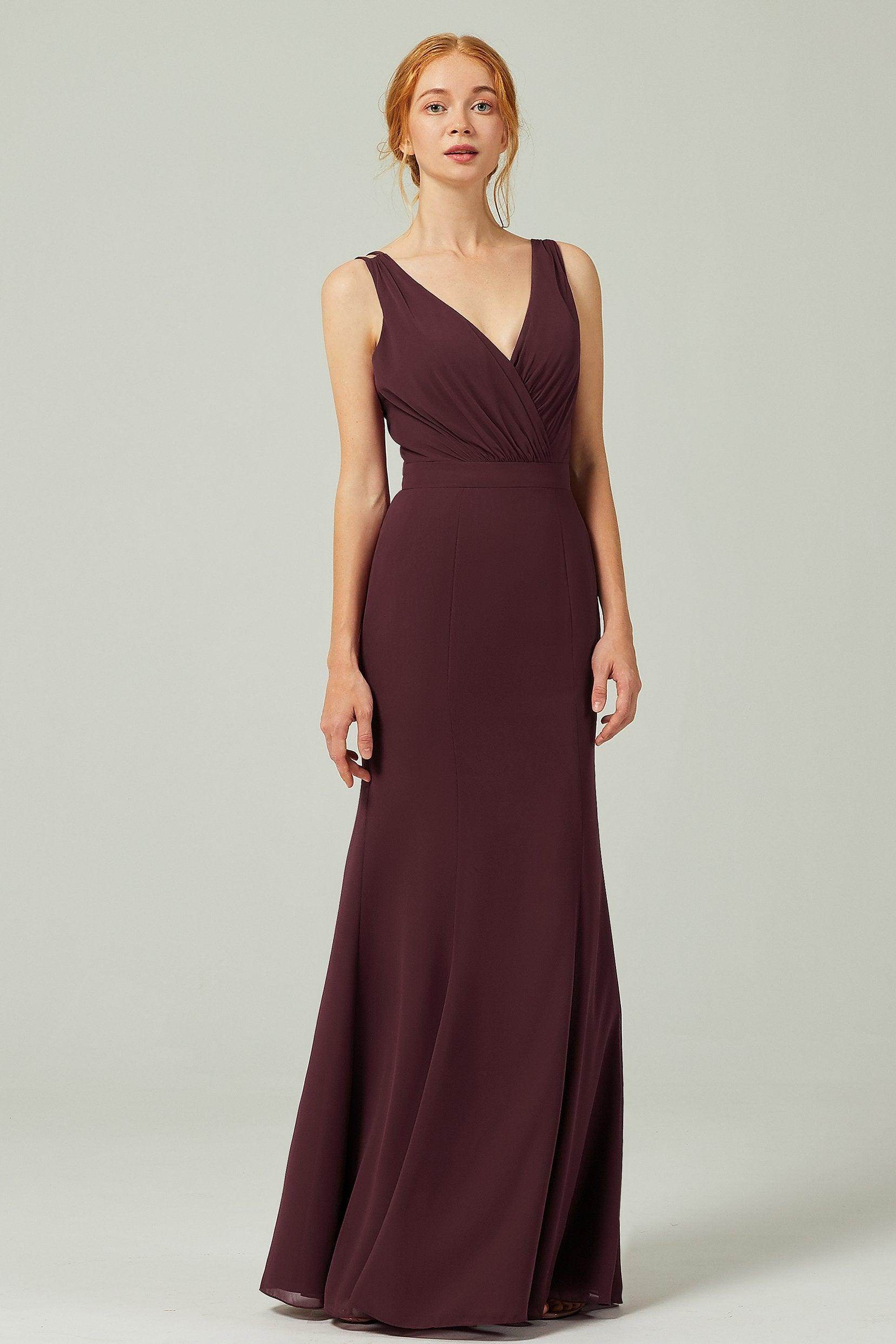 Sheath-Column Floor Length Chiffon Bridesmaid Dress CB0291
