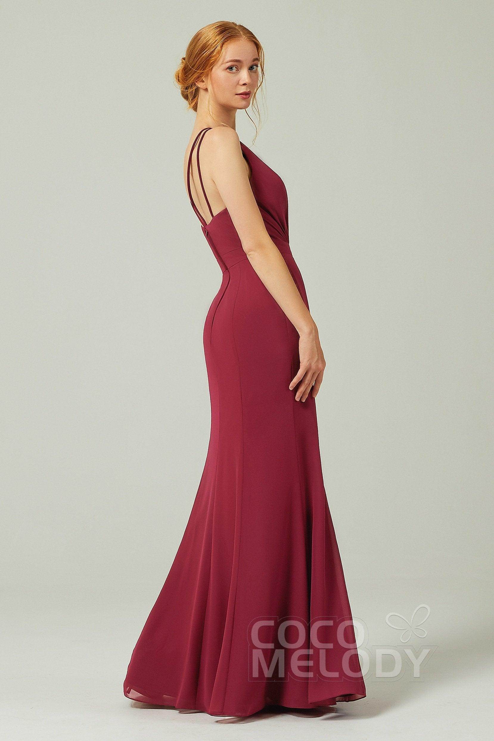 Sheath-Column Floor Length Chiffon Bridesmaid Dress CB0291