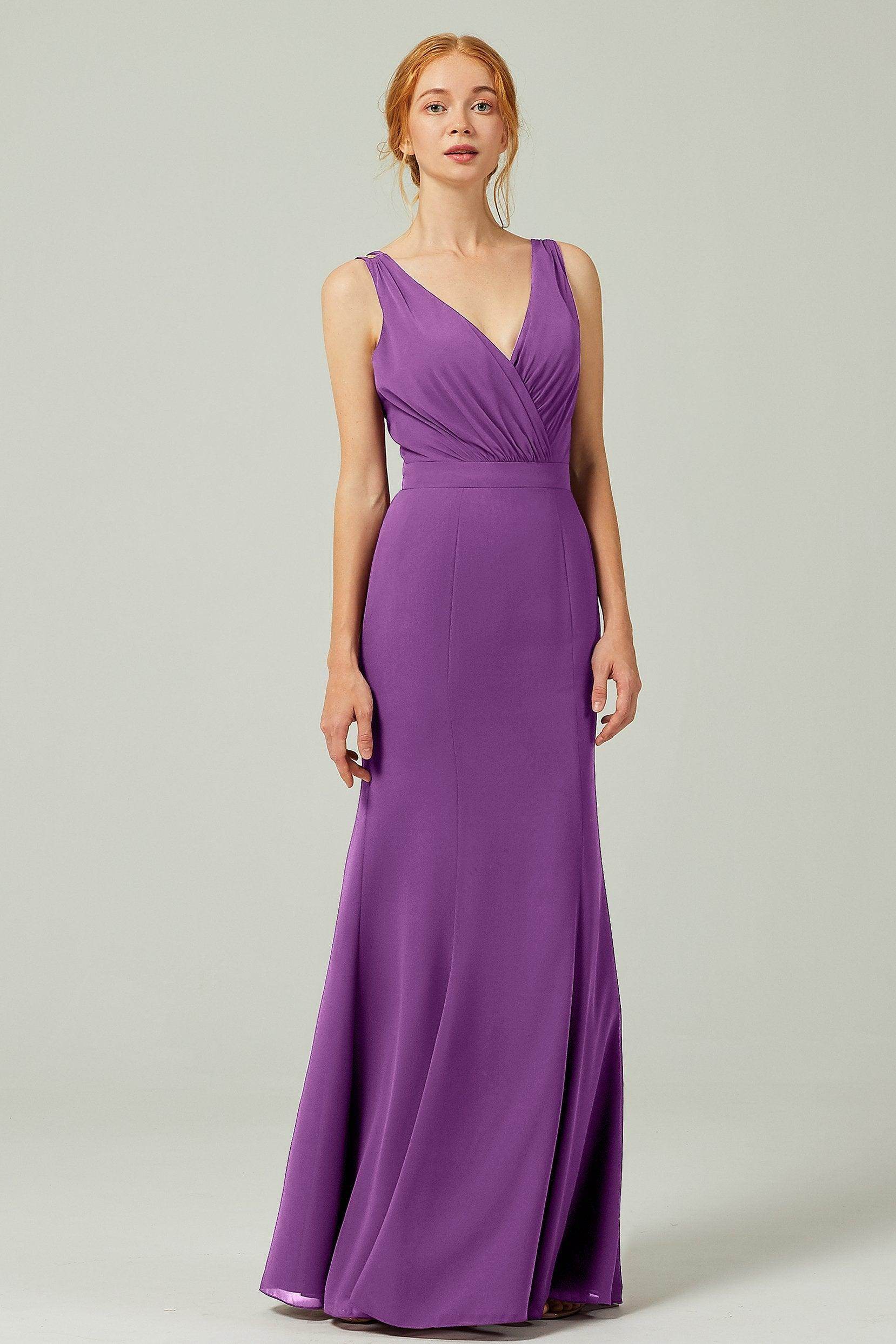 Sheath-Column Floor Length Chiffon Bridesmaid Dress CB0291