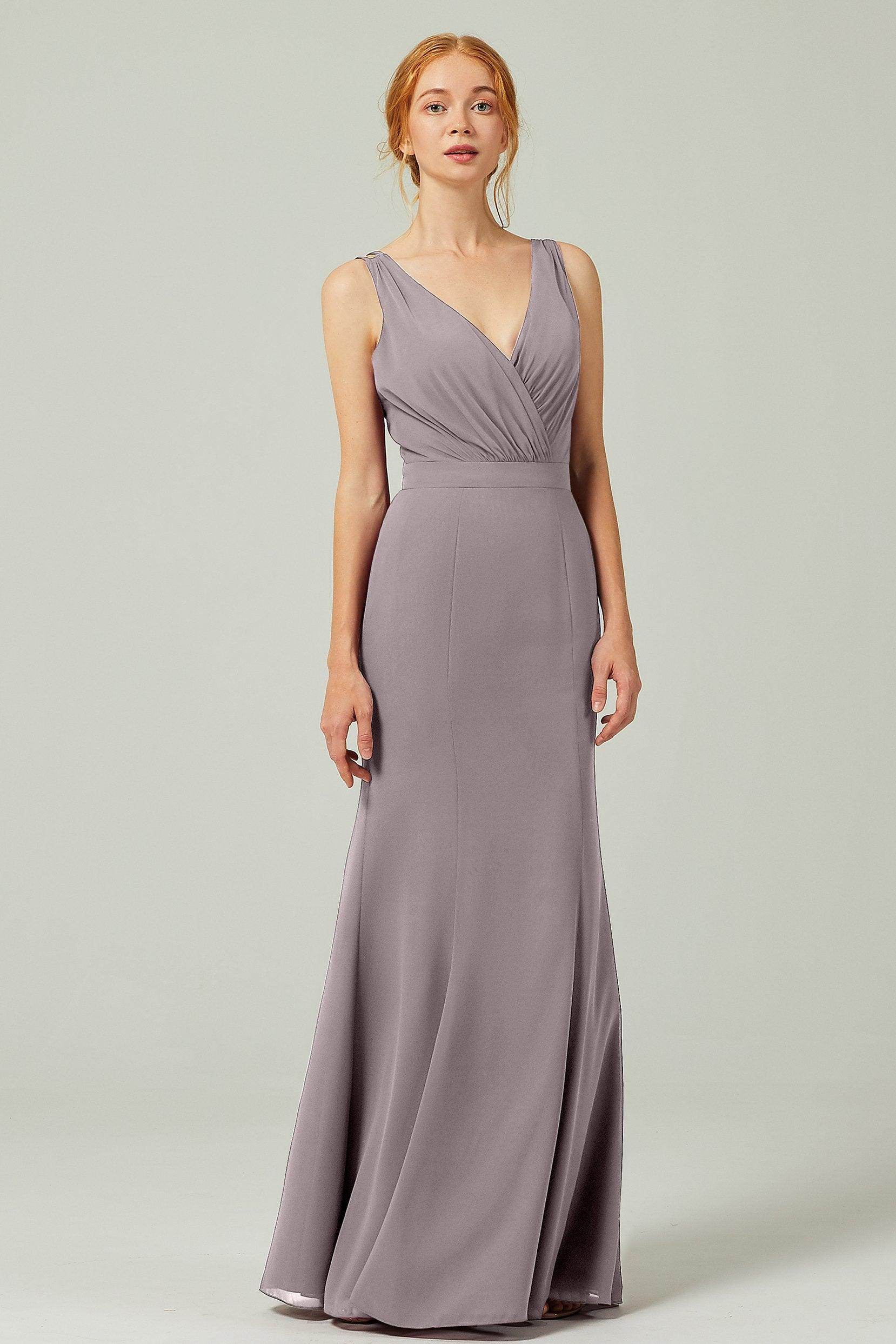 Sheath-Column Floor Length Chiffon Bridesmaid Dress CB0291