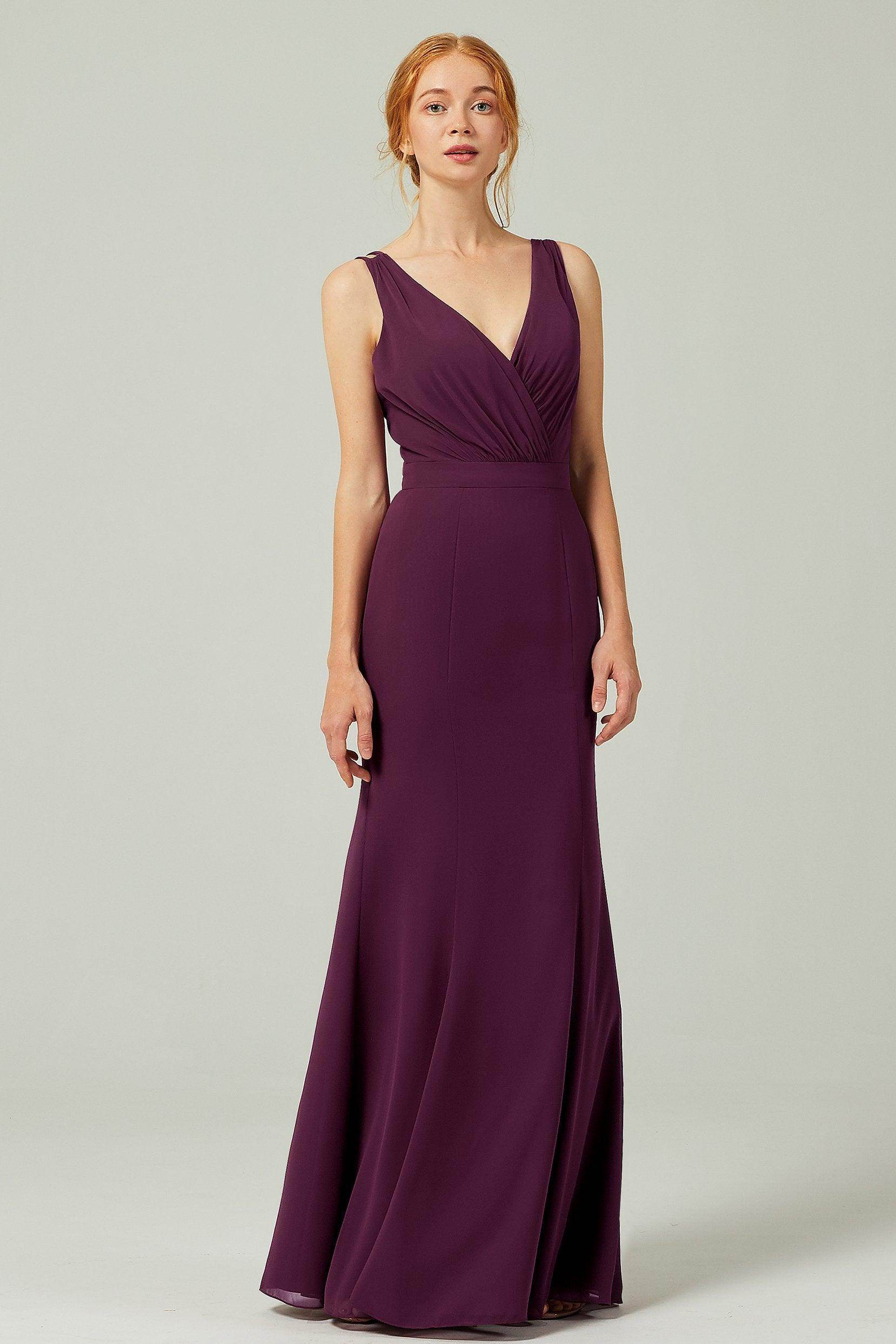 Sheath-Column Floor Length Chiffon Bridesmaid Dress CB0291