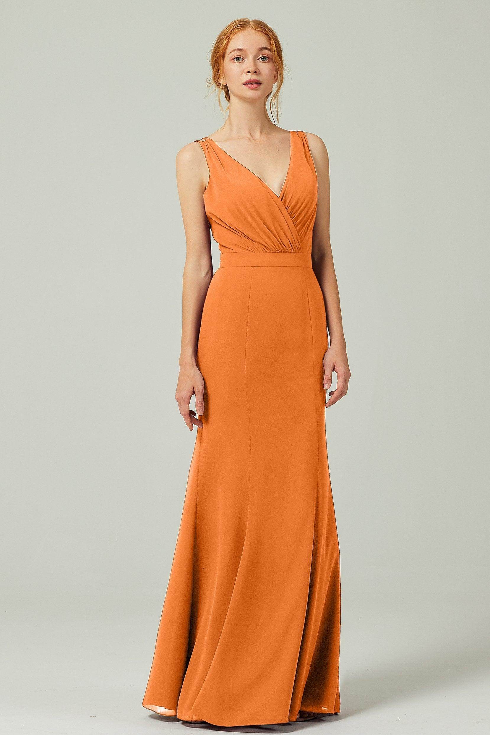 Sheath-Column Floor Length Chiffon Bridesmaid Dress CB0291