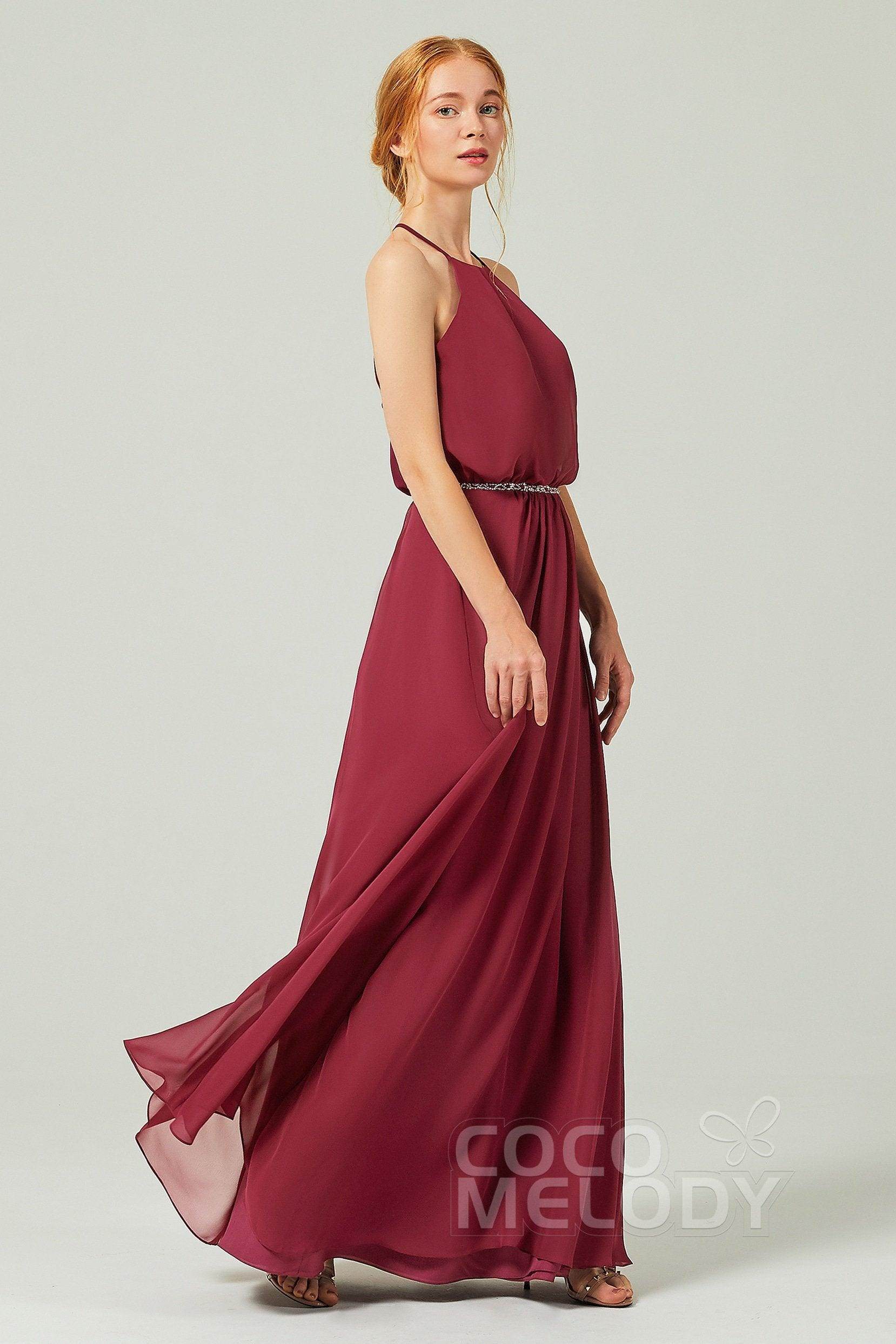 A-Line Floor Length Chiffon Bridesmaid Dress CB0292