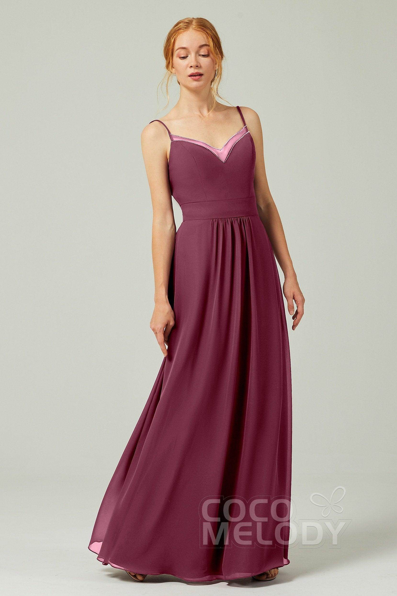 A-Line Floor Length Chiffon Bridesmaid Dress CB0293