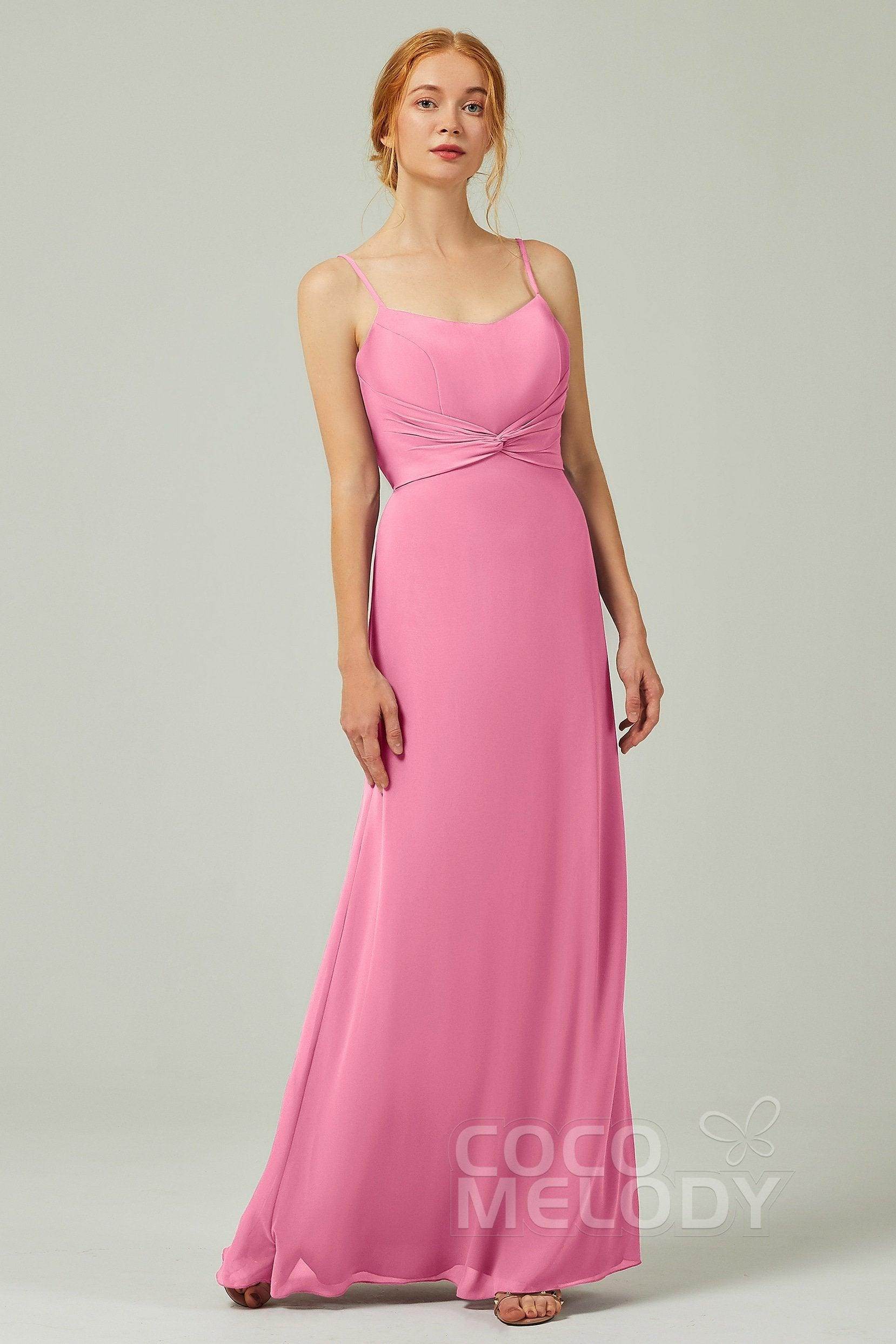 Sheath-Column Floor Length Chiffon Bridesmaid Dress CB0294