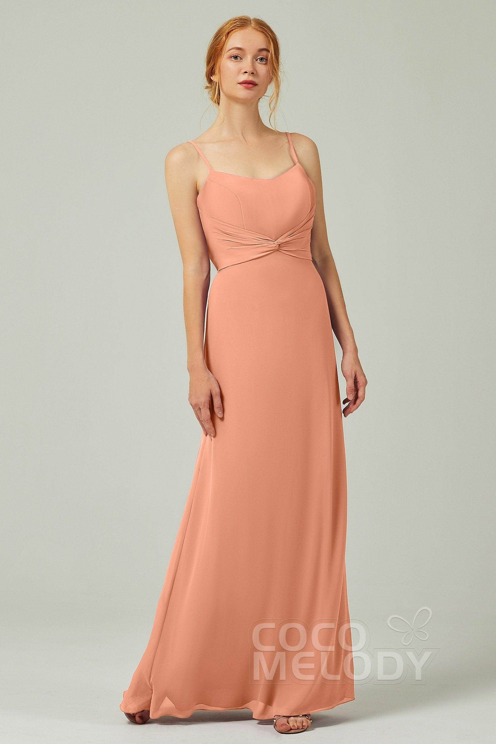 Sheath-Column Floor Length Chiffon Bridesmaid Dress CB0294