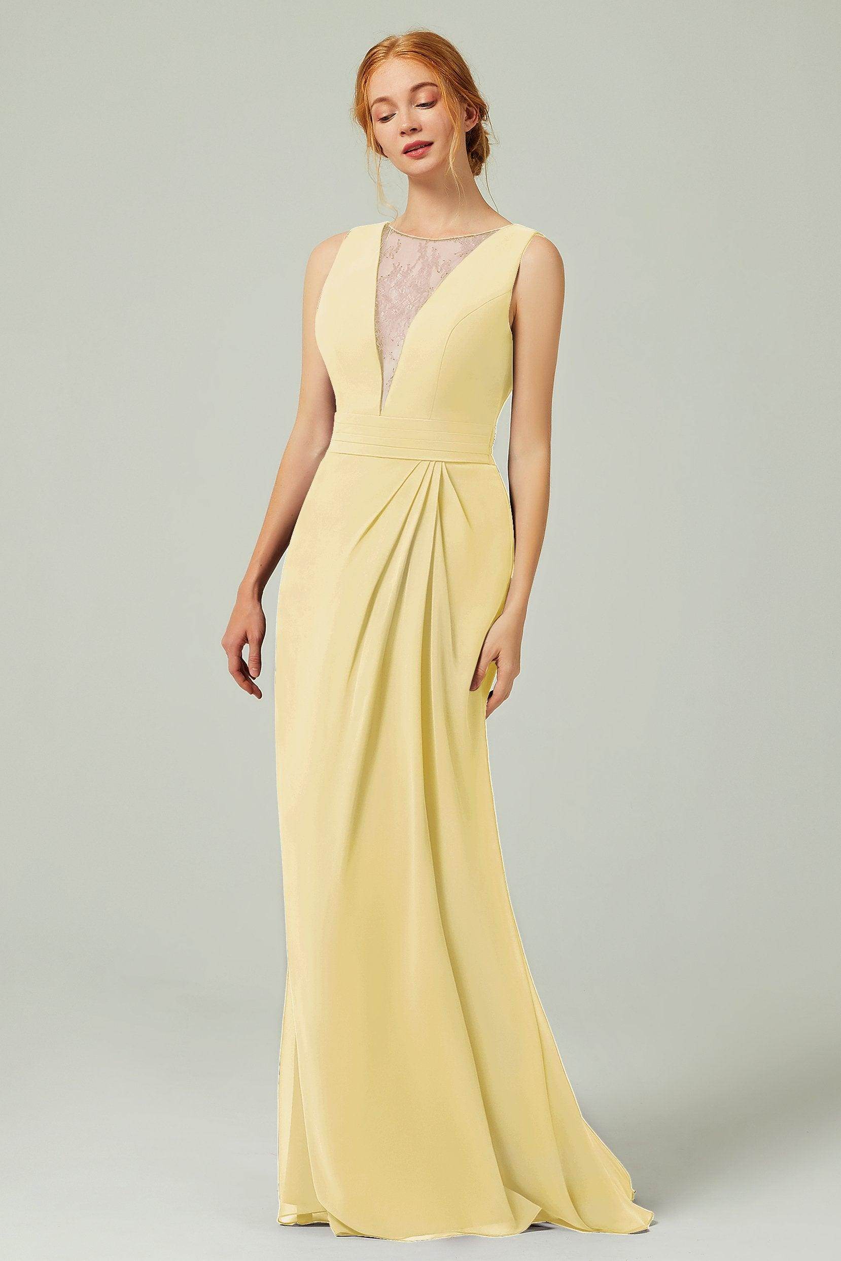 Sheath-Column Floor Length Chiffon Bridesmaid Dress Formal Dresses CB0297