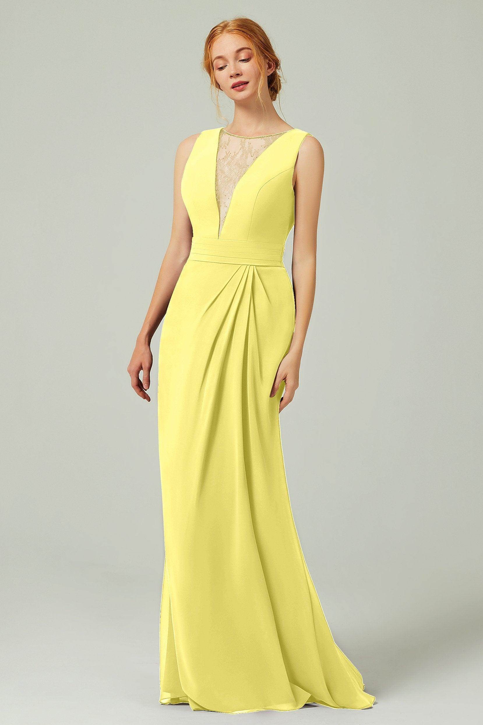 Sheath-Column Floor Length Chiffon Bridesmaid Dress Formal Dresses CB0297