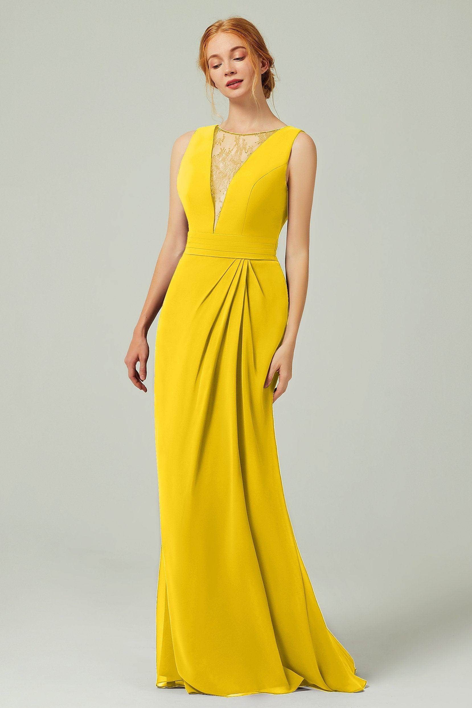 Sheath-Column Floor Length Chiffon Bridesmaid Dress Formal Dresses CB0297