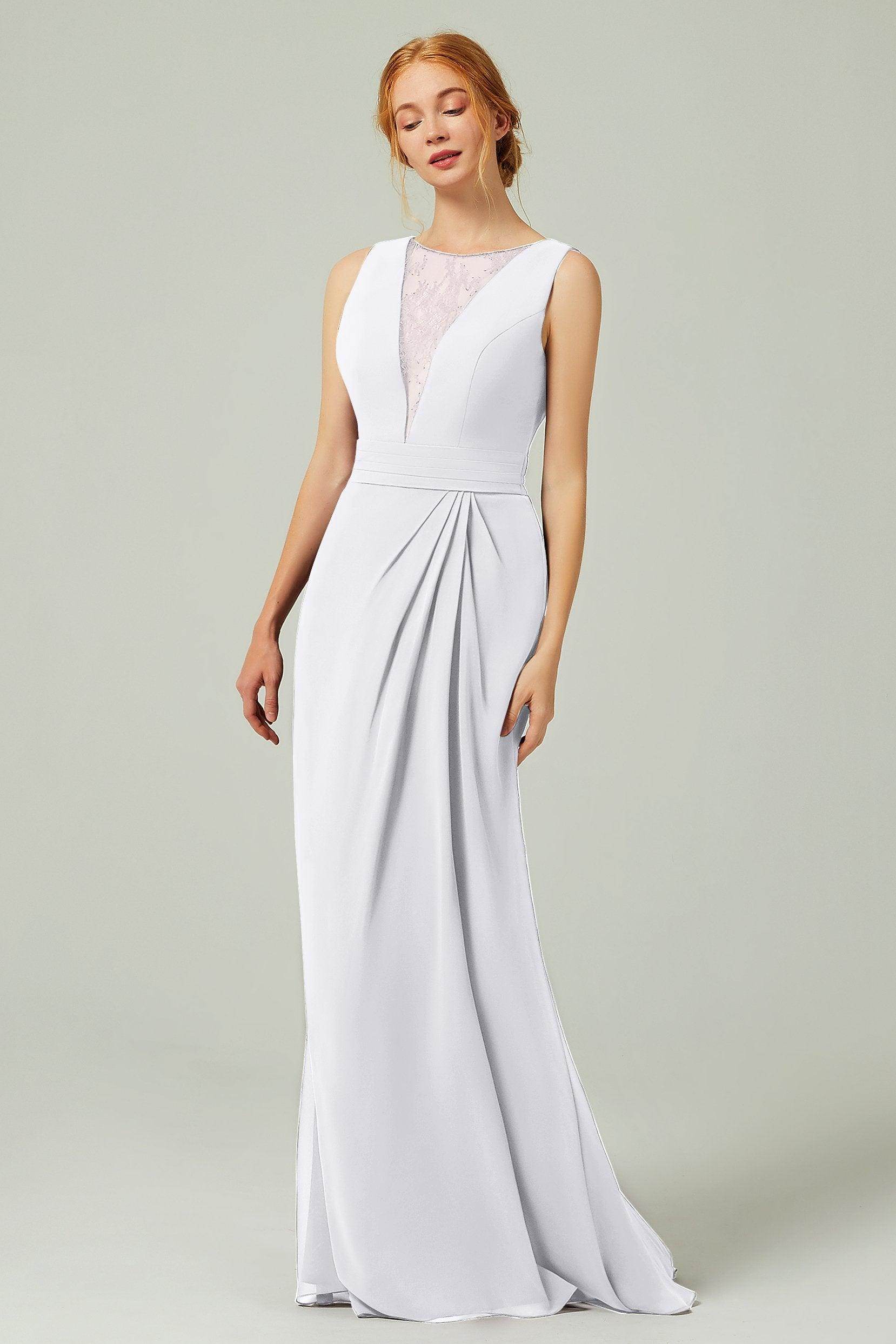 Sheath-Column Floor Length Chiffon Bridesmaid Dress Formal Dresses CB0297