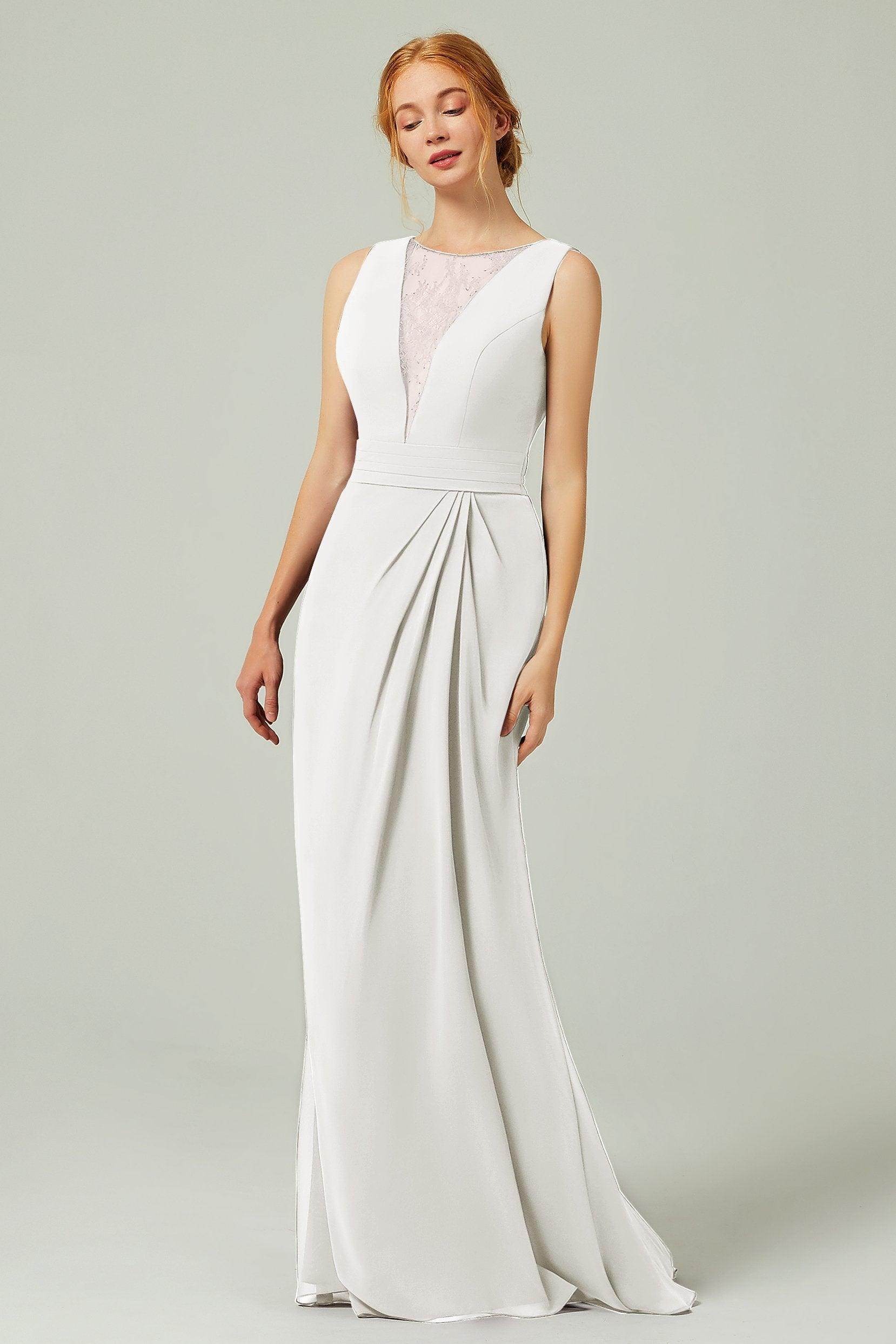 Sheath-Column Floor Length Chiffon Bridesmaid Dress Formal Dresses CB0297
