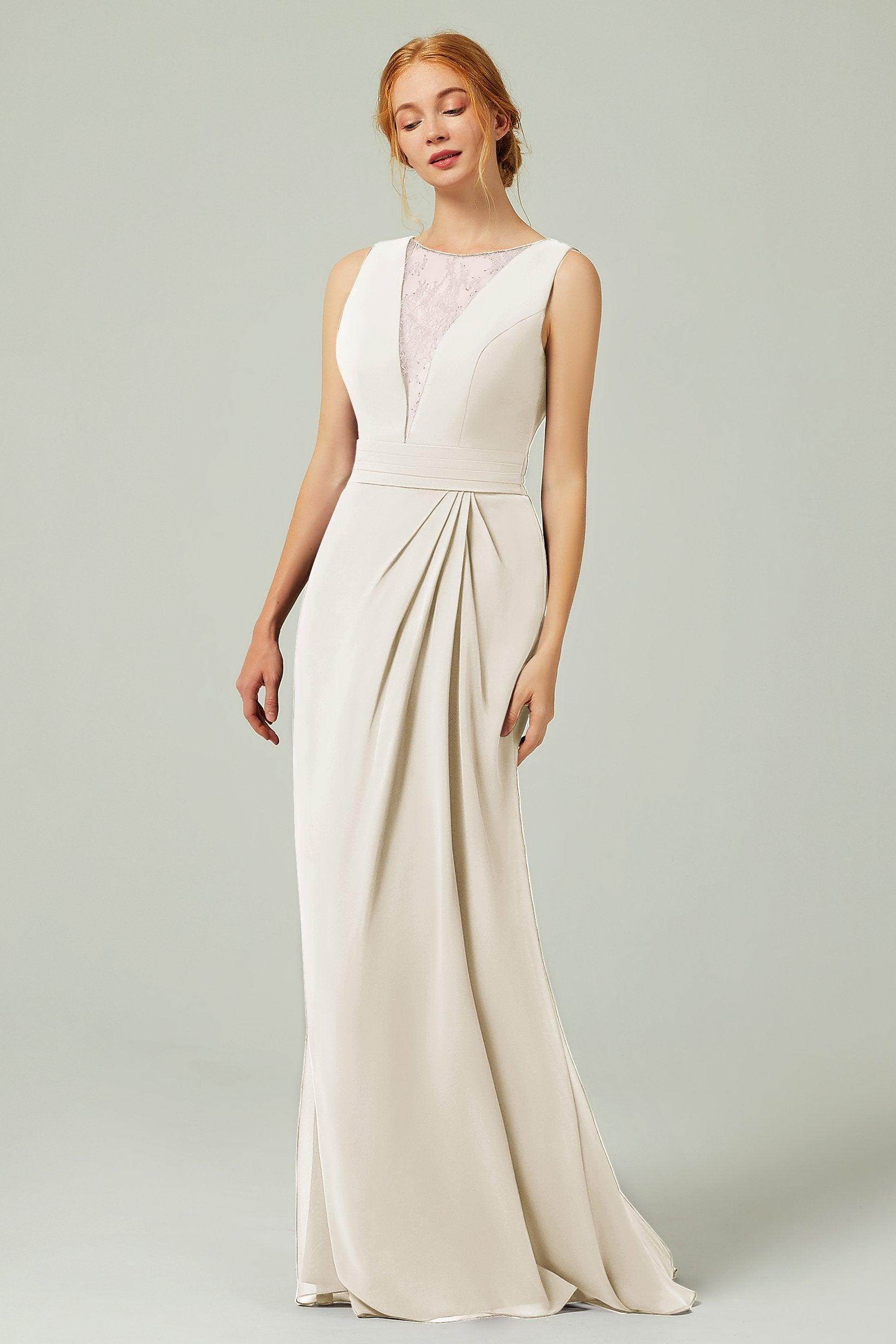 Sheath-Column Floor Length Chiffon Bridesmaid Dress Formal Dresses CB0297