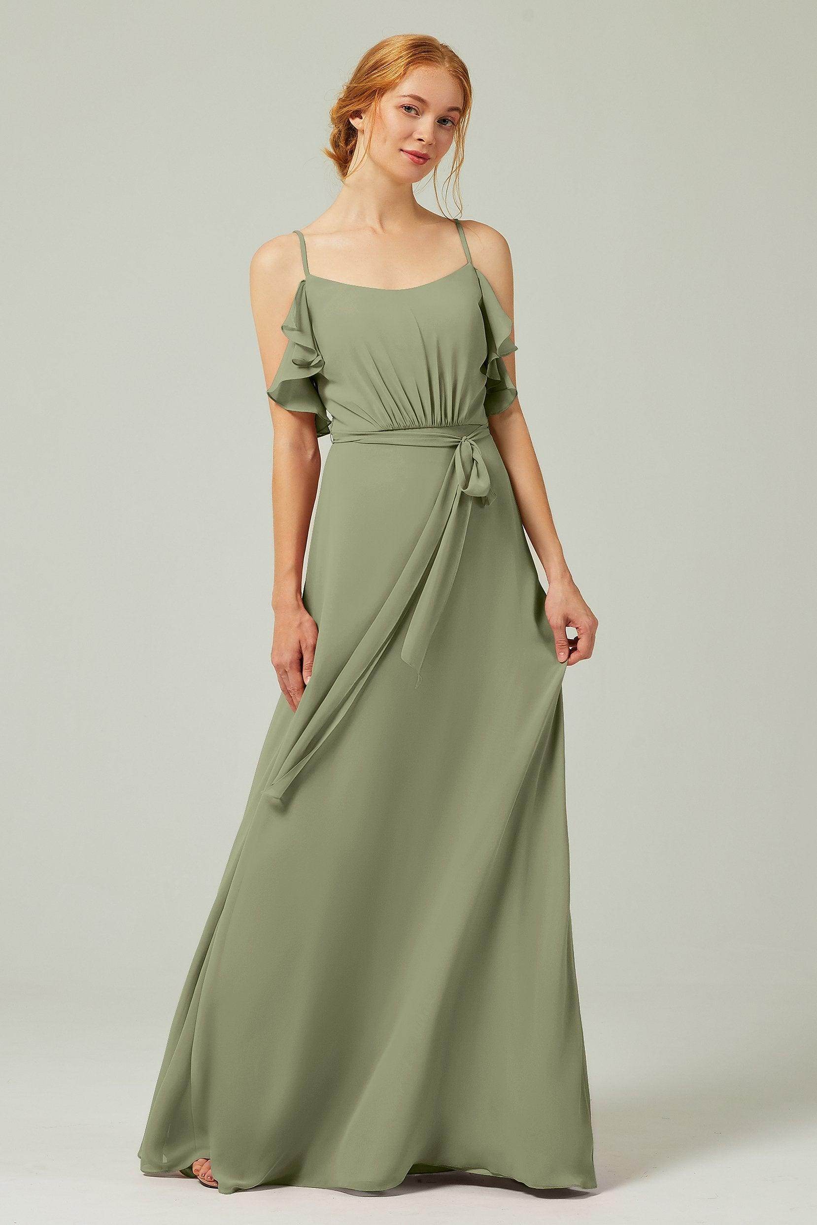 A-Line Floor Length Chiffon Bridesmaid Dress CB0299